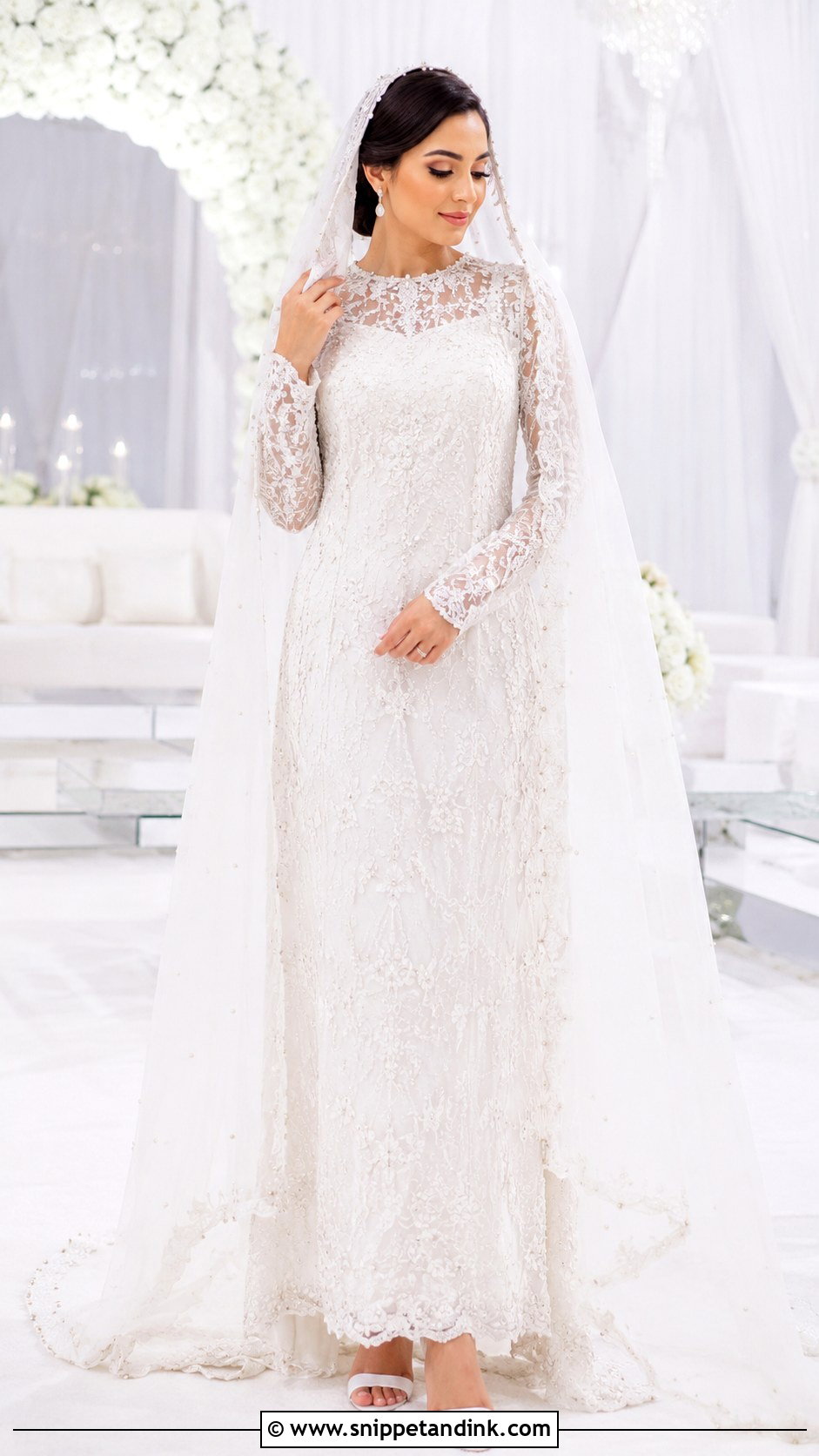 White Bridal Gown Nikkah Outfit - Snippet and Ink - 25 White Nikkah Outfit Ideas