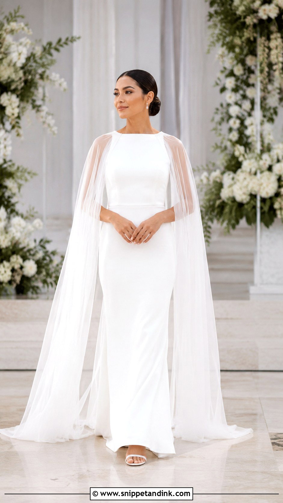 White Bridal Gown With Cape - Snippet and Ink - 25 White Bridal Gown Ideas