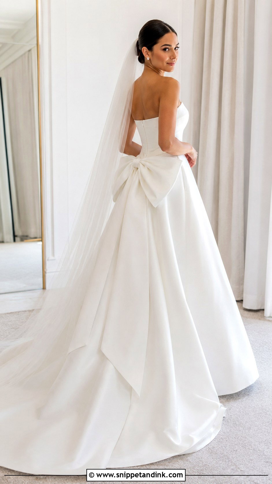 White Bridal Gown With Oversized Back Bow - Snippet and Ink - 20 Gown with Bow At the Back Ideas