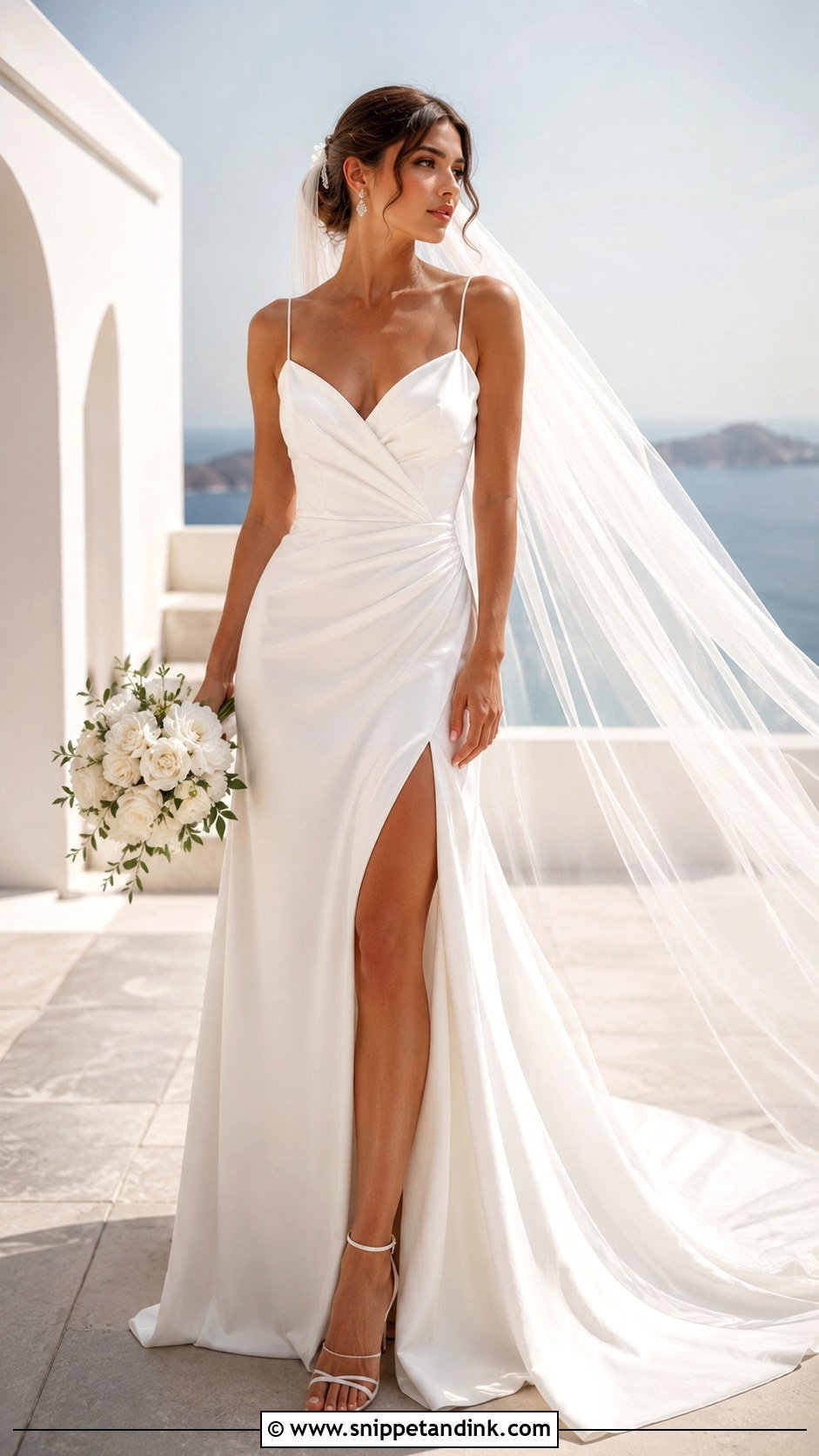 White Bridal Gown With Slit - Snippet and Ink - 25 White Bridal Gown Ideas