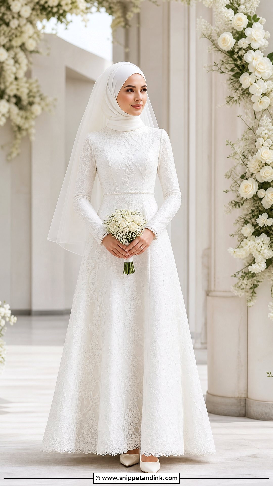 White Bridal Hijab Wedding Dress - Snippet and Ink - 25 Hijab Ideas for Wedding