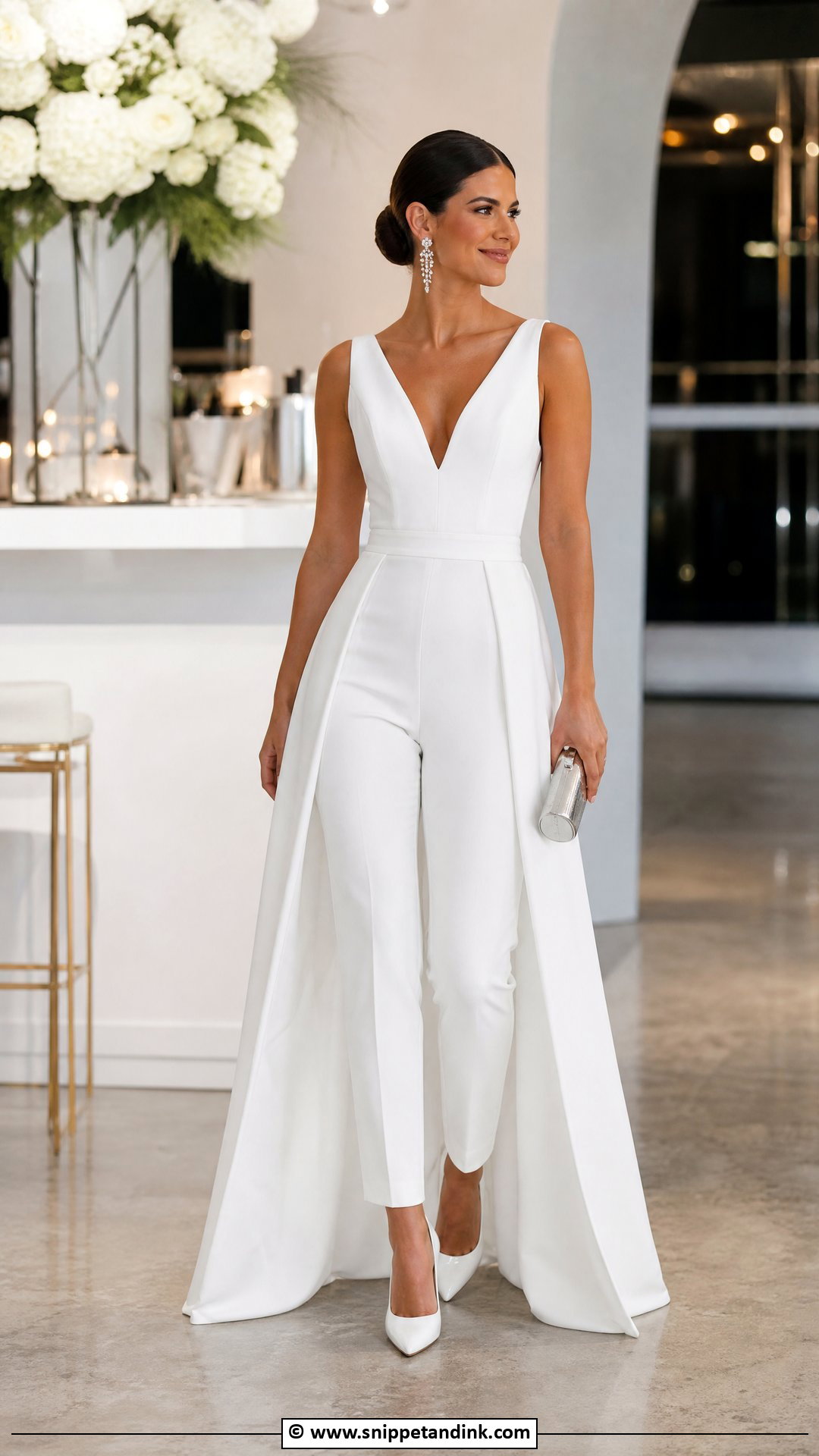 White Bridal Jumpsuit Dress - Snippet and Ink - 35 After Party Wedding Dress Ideas
