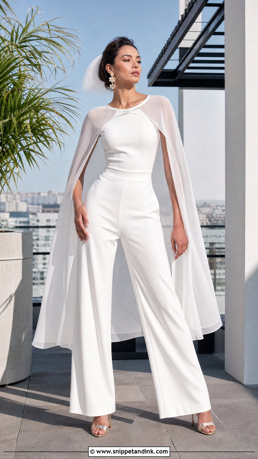 White Bridal Jumpsuit Look - Snippet and Ink - 20 Perfect Bride Ideas