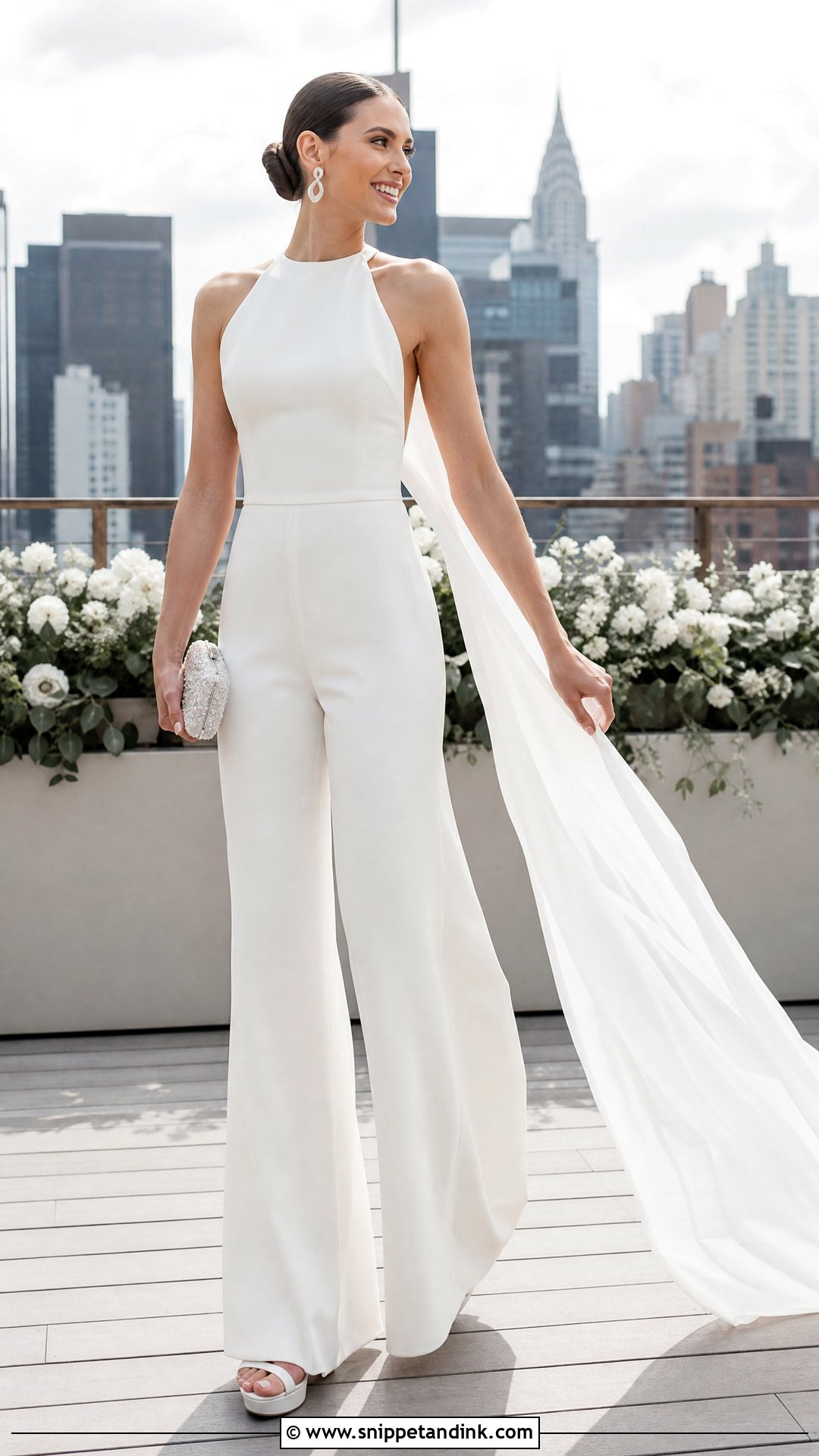 White Bridal Jumpsuit Outfit - Snippet and Ink - 20 Post Wedding Dress Ideas