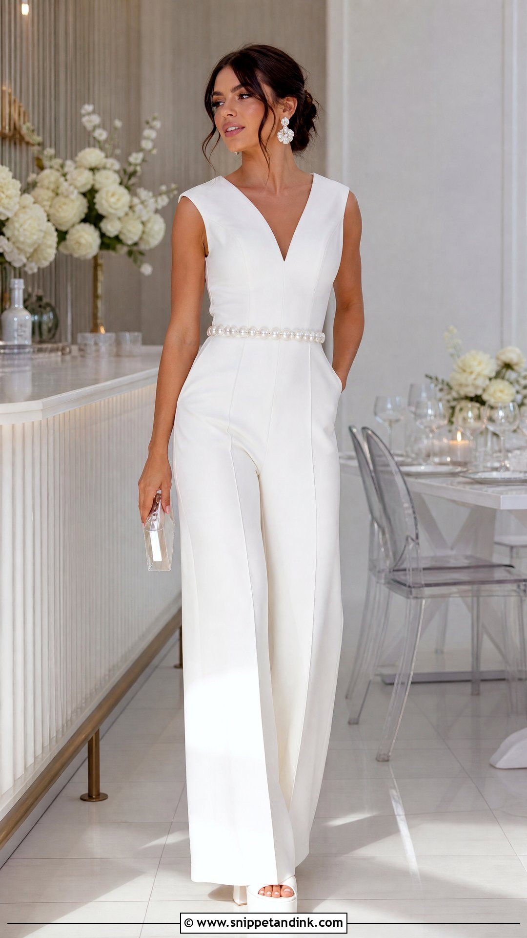 White Bridal Jumpsuit Wedding Dance Outfit - Snippet and Ink - 20 Wedding Dance Outfit Ideas