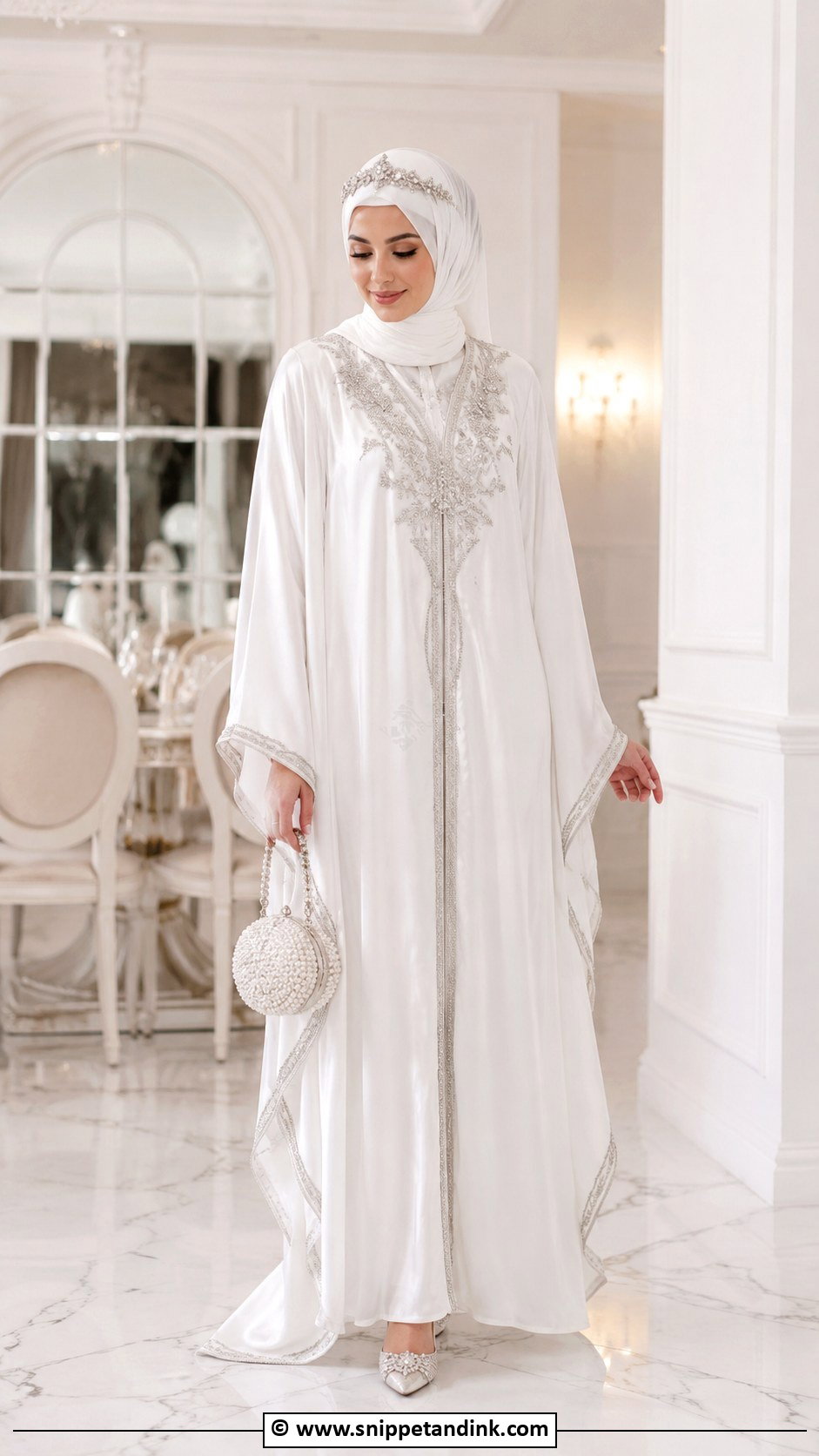 White Bridal Kaftan Muslim Wedding Dress - Snippet and Ink - 30 Muslim Wedding Dresses