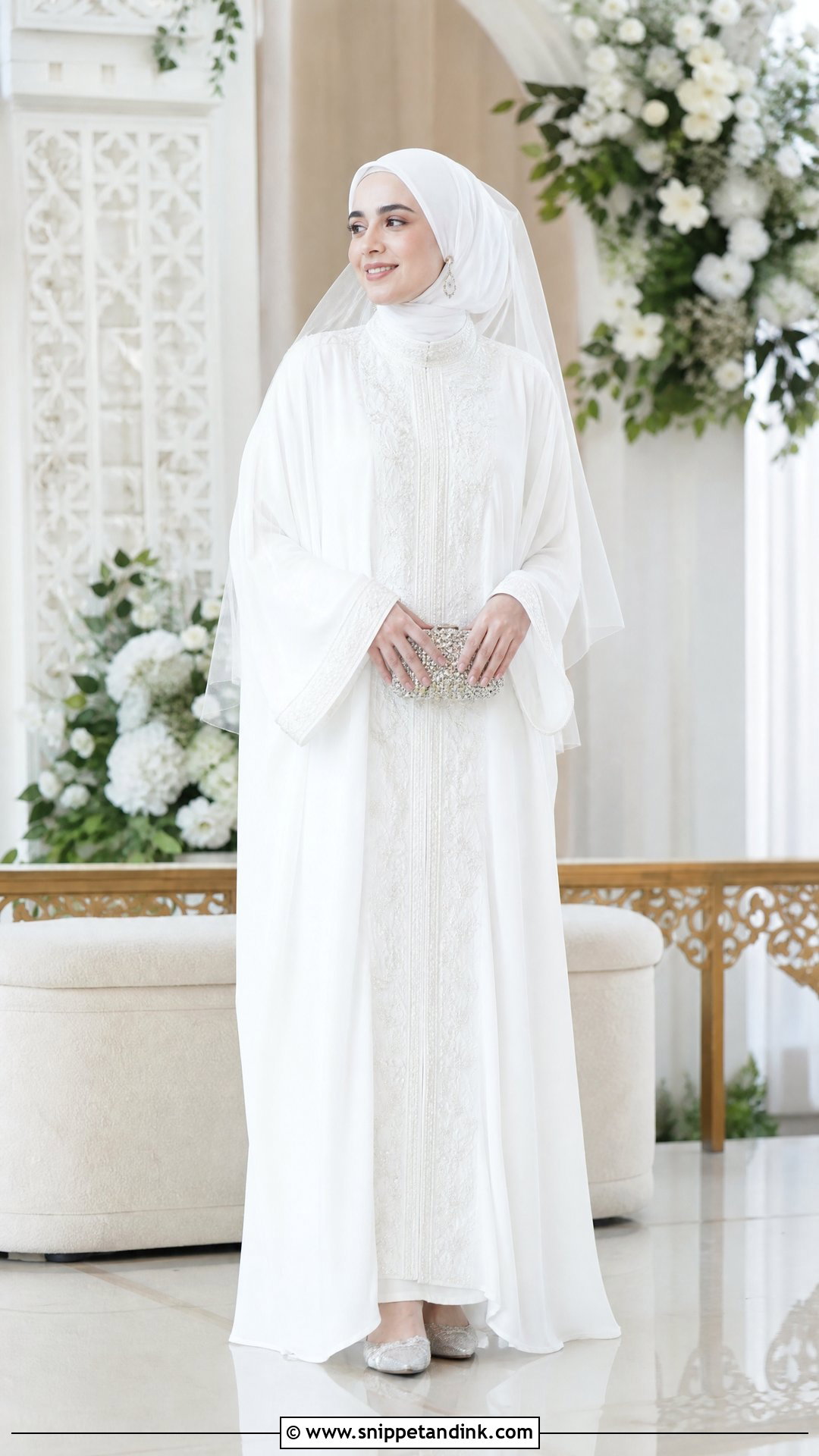 White Bridal Kaftan Wedding Dress - Snippet and Ink - 25 Simple Hijabi Wedding Dress Ideas