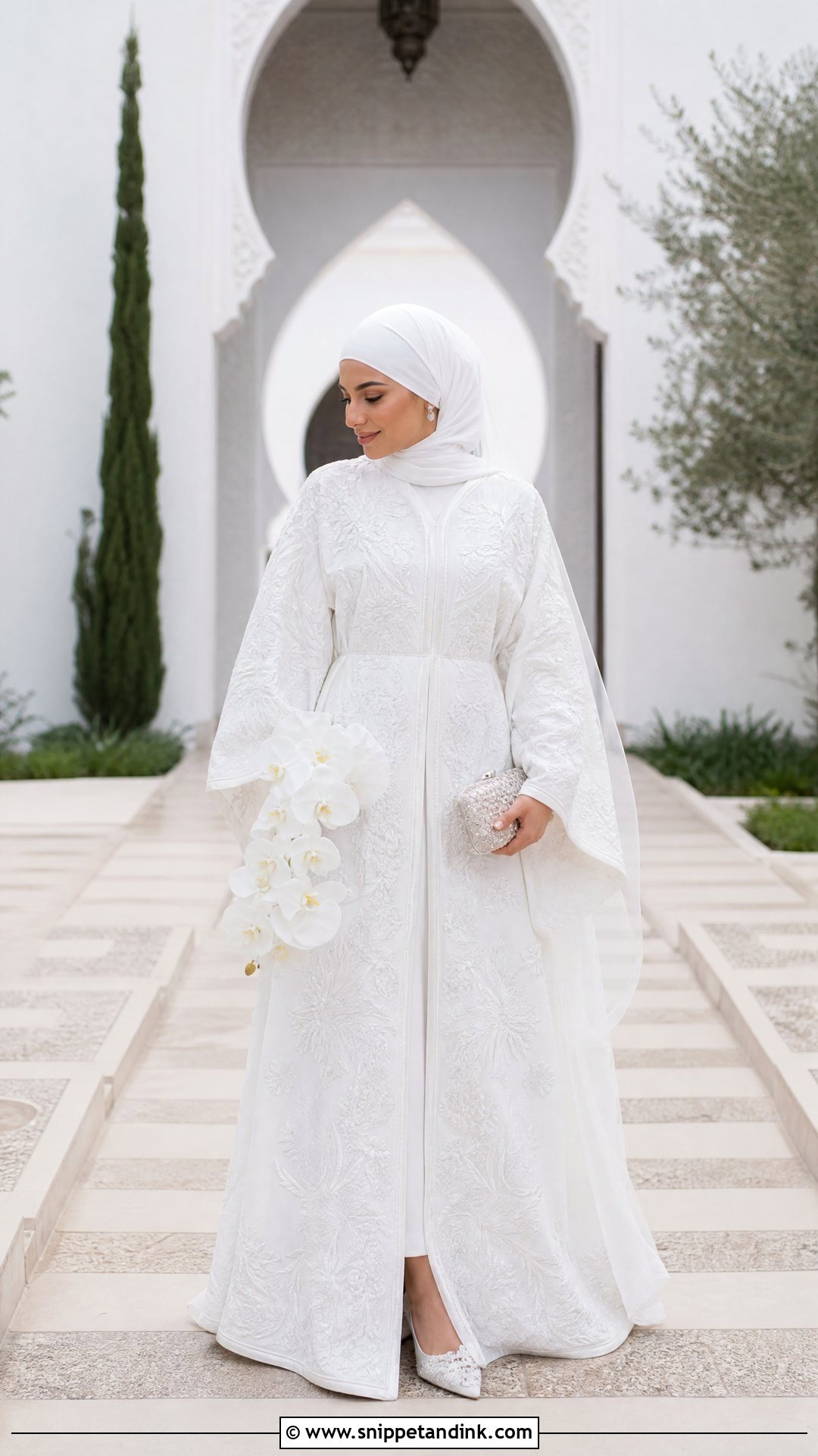 White Bridal Kaftan - Snippet and Ink - 25 Islamic Bridal Dress Ideas