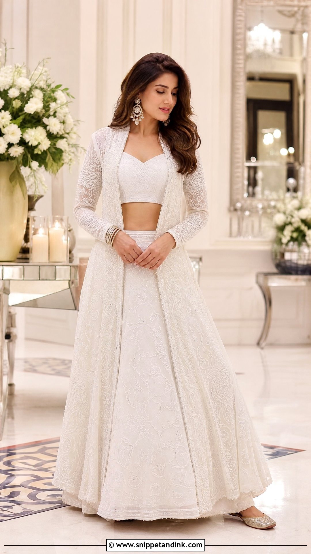 White Bridal Lehenga With Embroidered Jacket - Snippet and Ink - 20 White Lehanga Design Bride Ideas