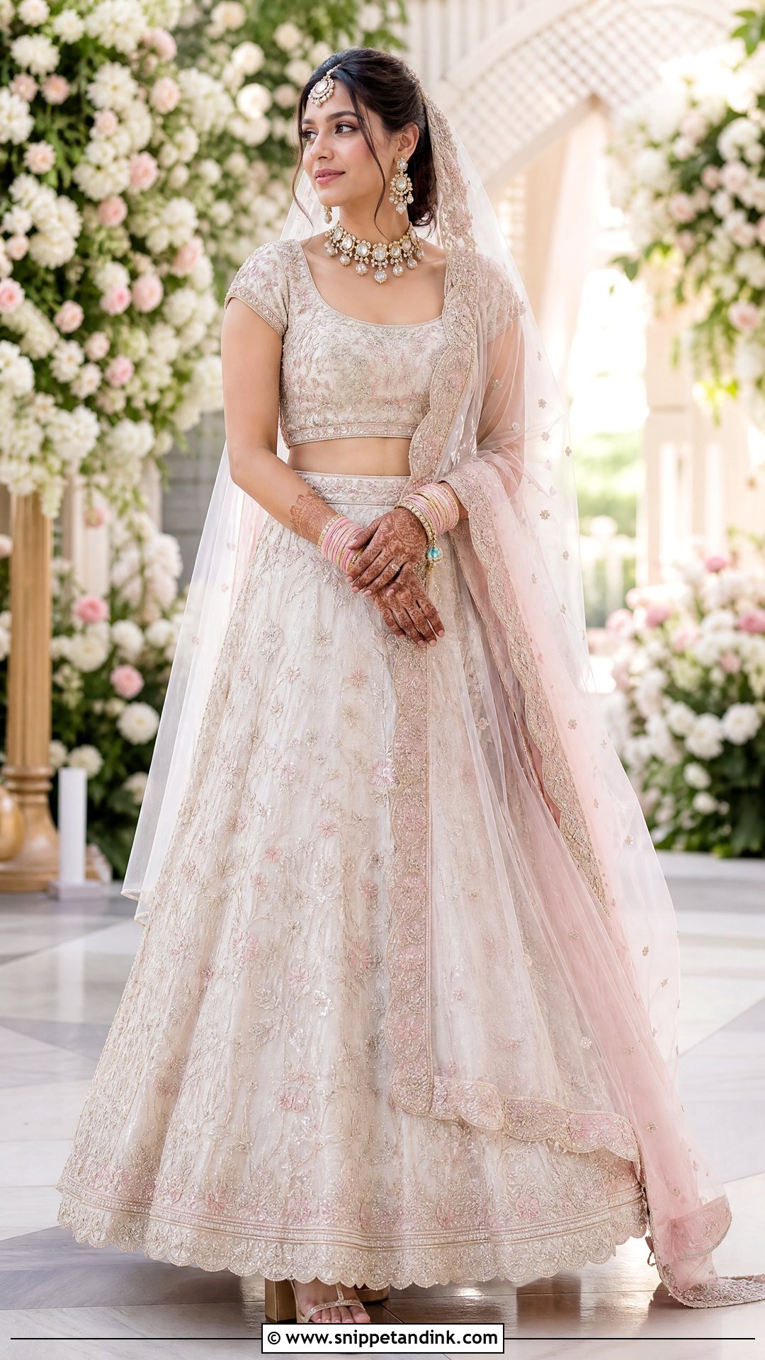White Bridal Lehenga With Pink Dupatta - Snippet and Ink - 20 White Lehanga Design Bride Ideas