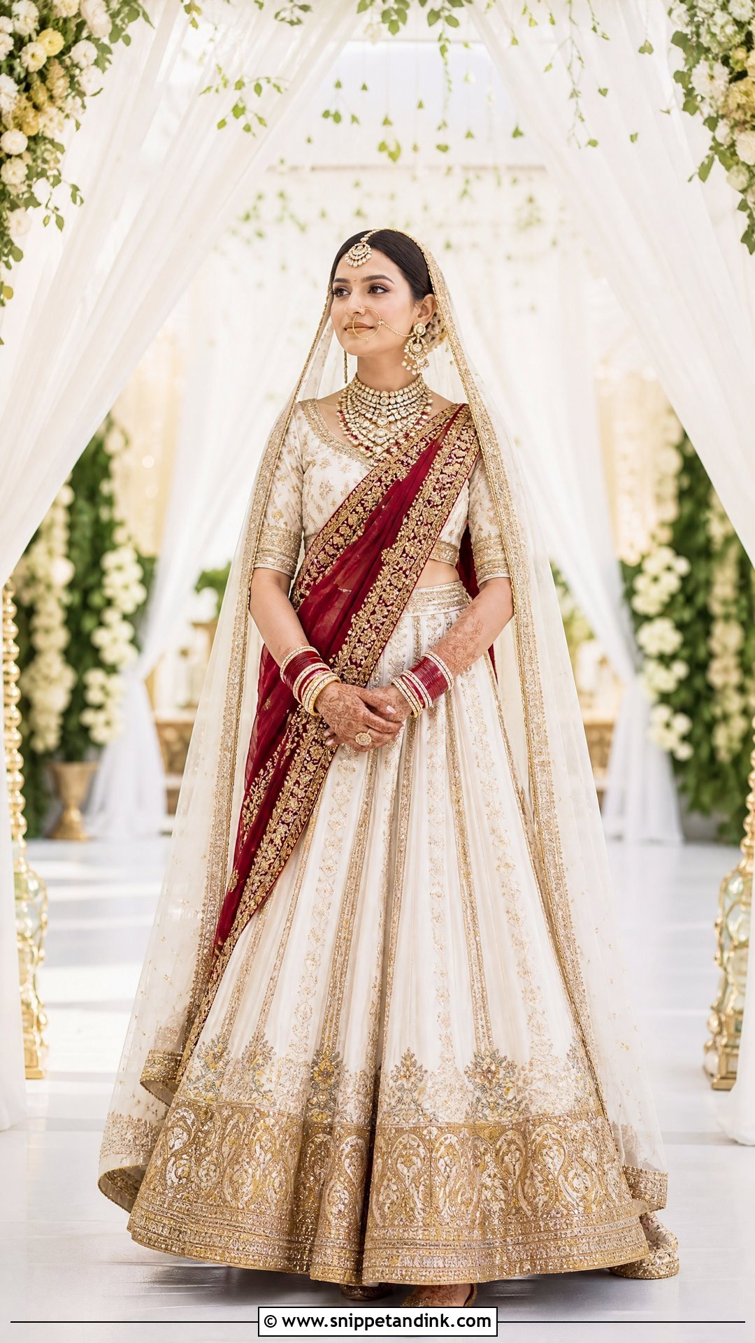 White Bridal Lehenga With Red Dupatta - Snippet and Ink - 20 White Lehanga Design Bride Ideas