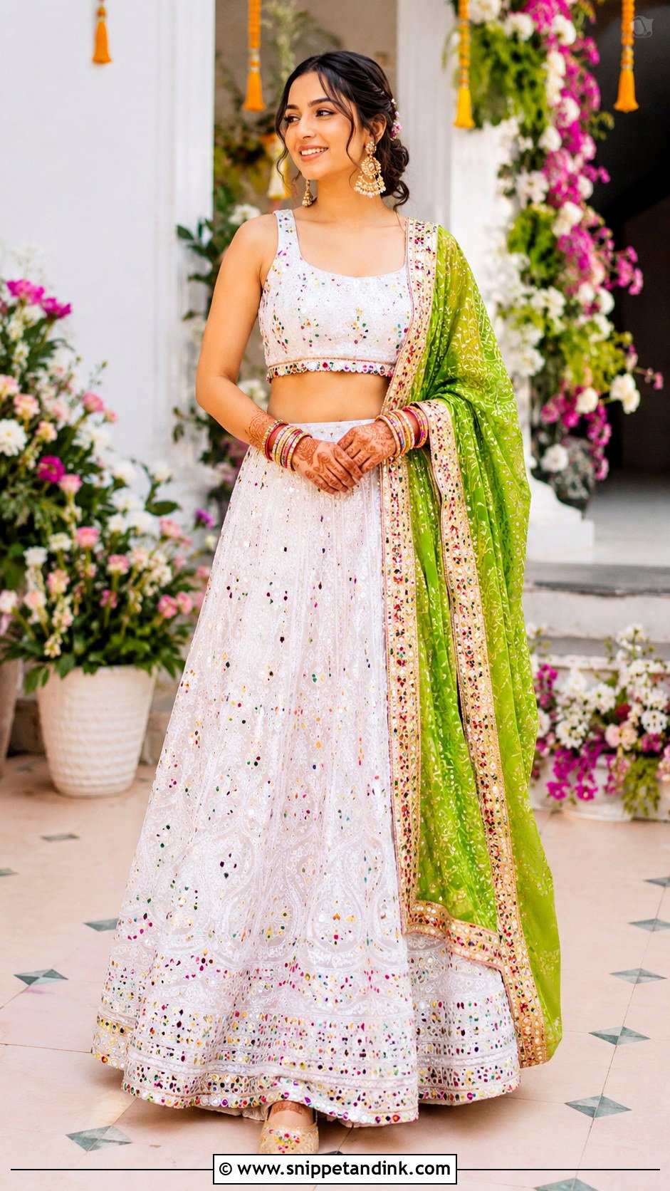 White Bridal Mehndi Dress - Snippet and Ink - 25 Bridal Mehndi Dresses