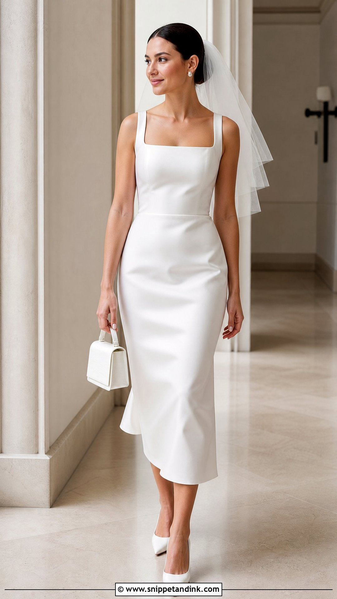 White Bridal Midi Dress - Snippet and Ink - 25 White Bridal Dress Ideas