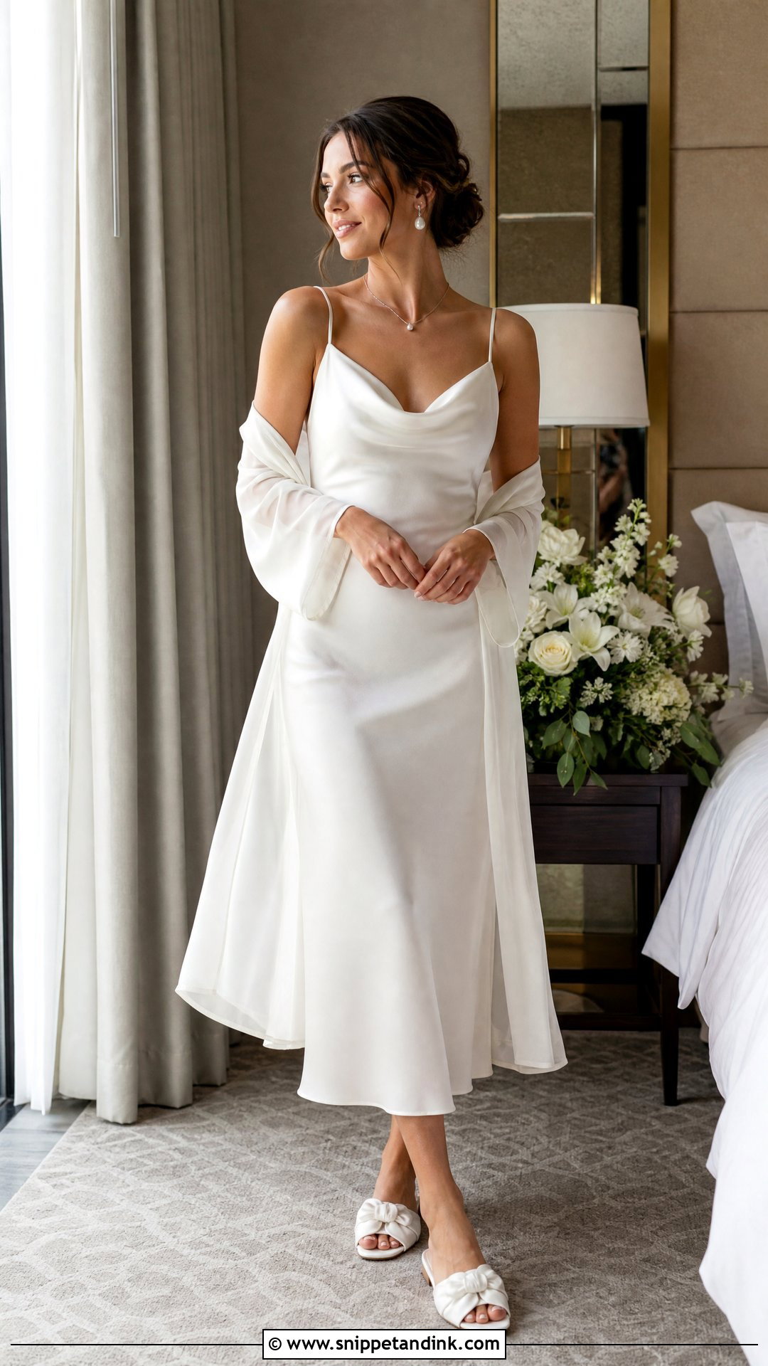 White Bridal Morning Slip Dress - Snippet and Ink - 20 Bridal Morning Outfits