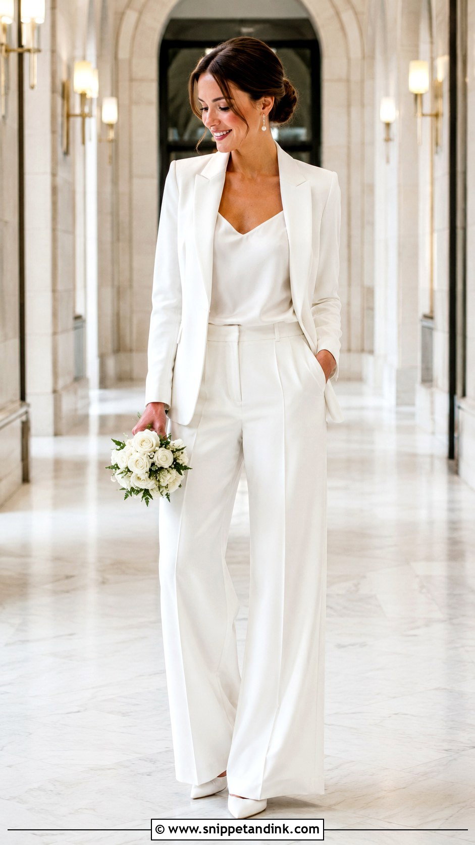 White Bridal Pantsuit - Snippet and Ink - 25 Women Suits Wedding