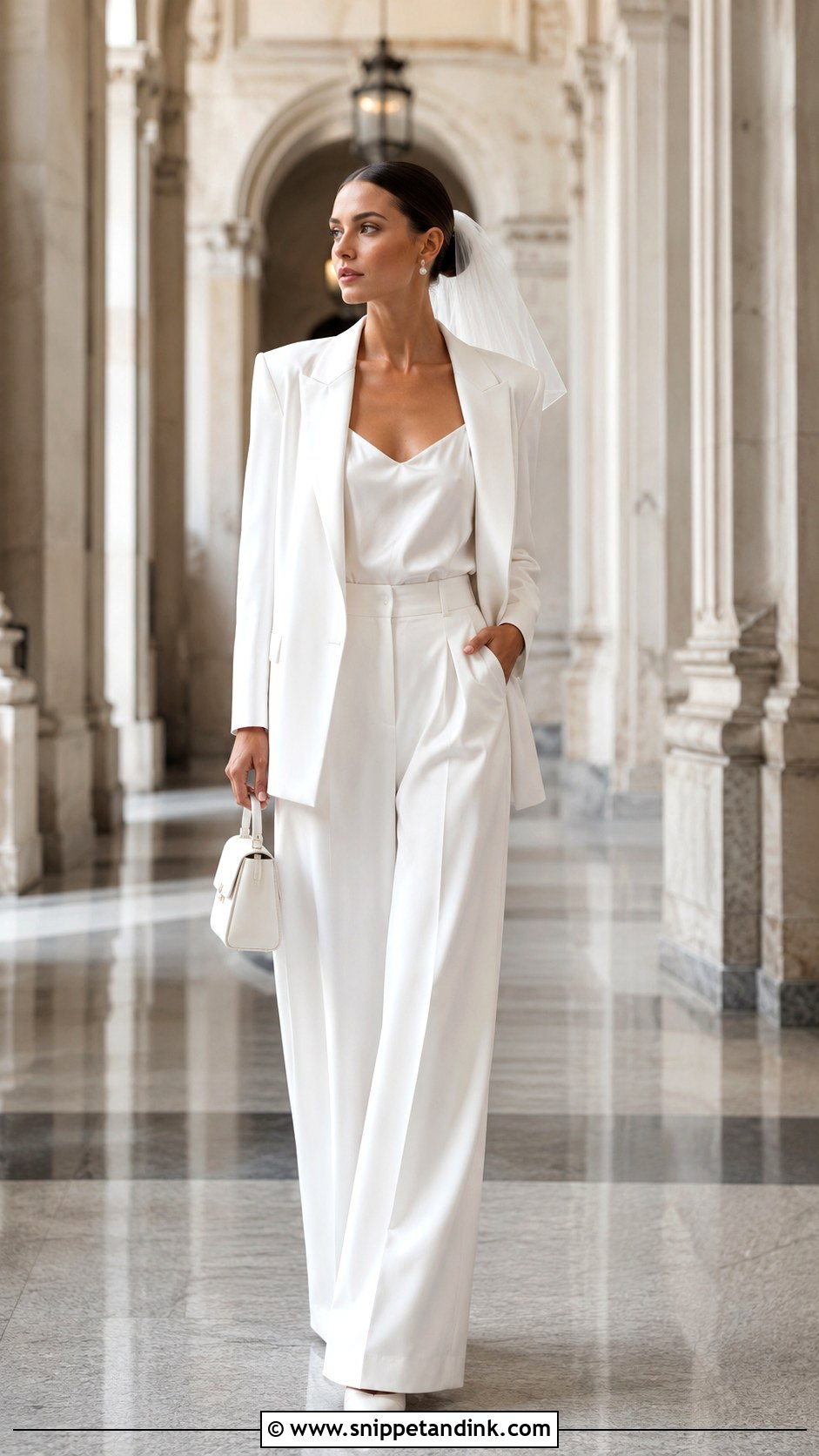 White Bridal Pantsuit - Snippet and Ink - 20 Bridal Styles