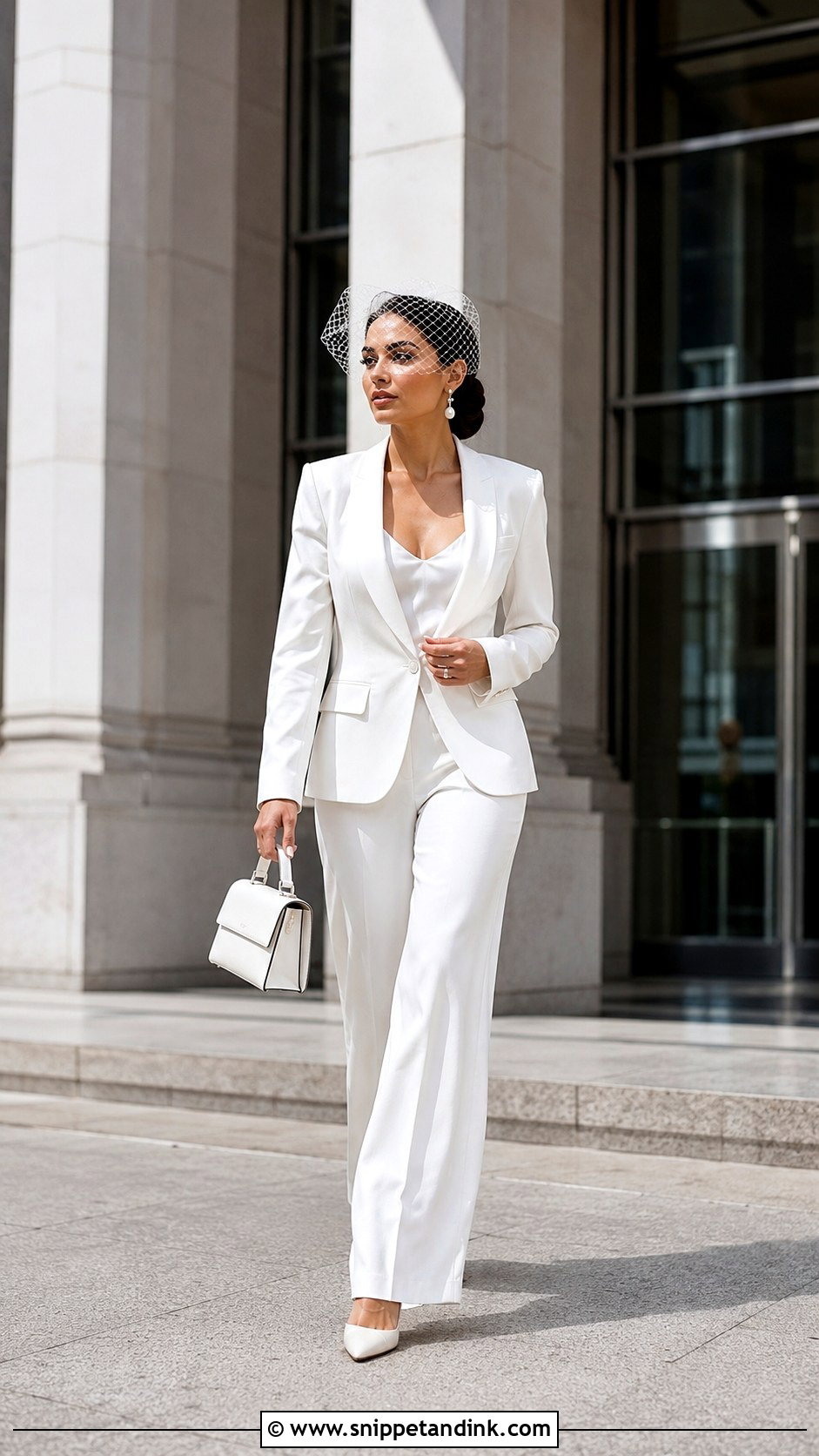 White Bridal Pantsuit Outfit - Snippet and Ink - 20 2024 Bride Ideas