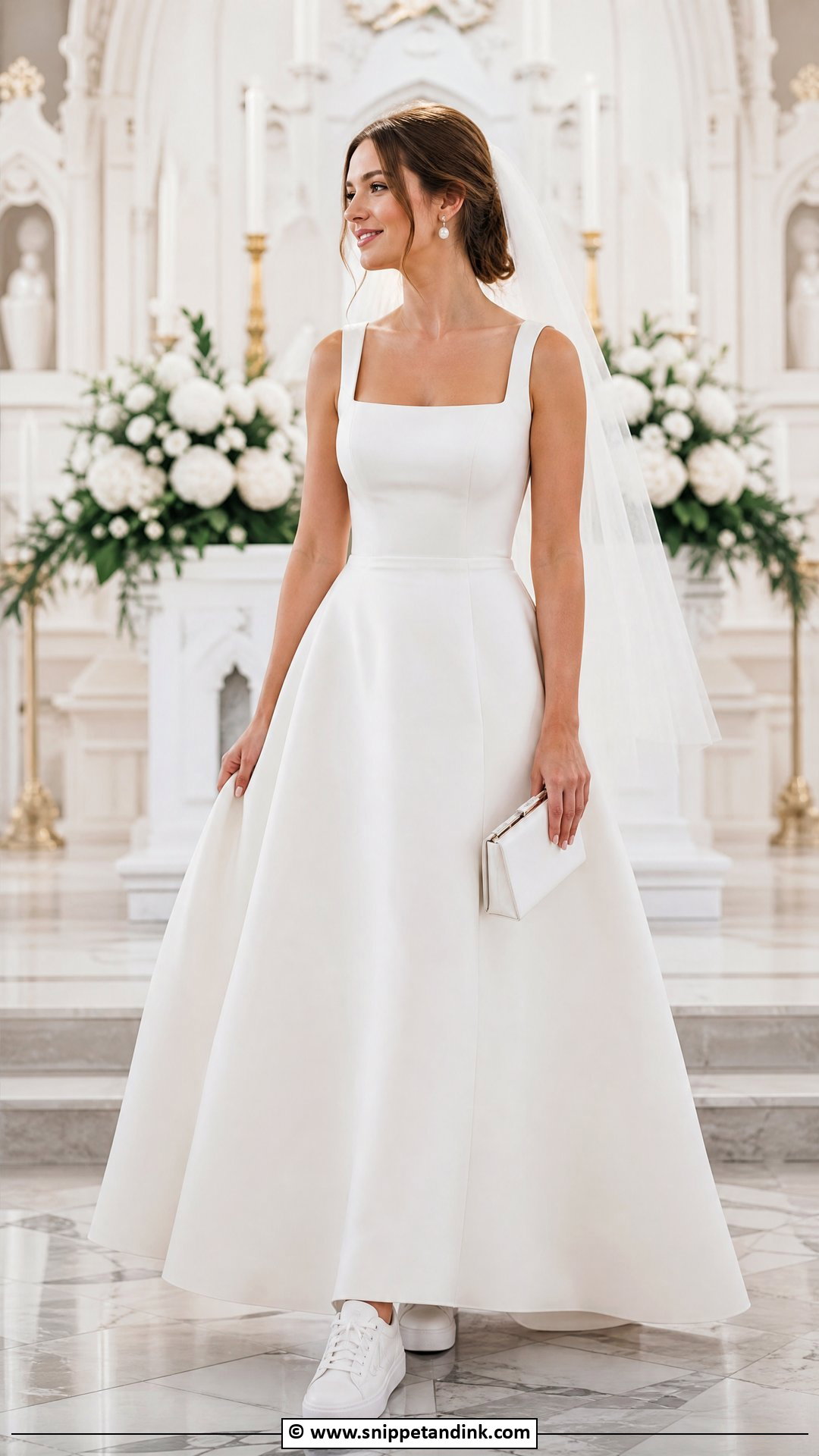 White Bridal Sneakers With Wedding Dress - Snippet and Ink - 30 Wedding Sneakers Ideas