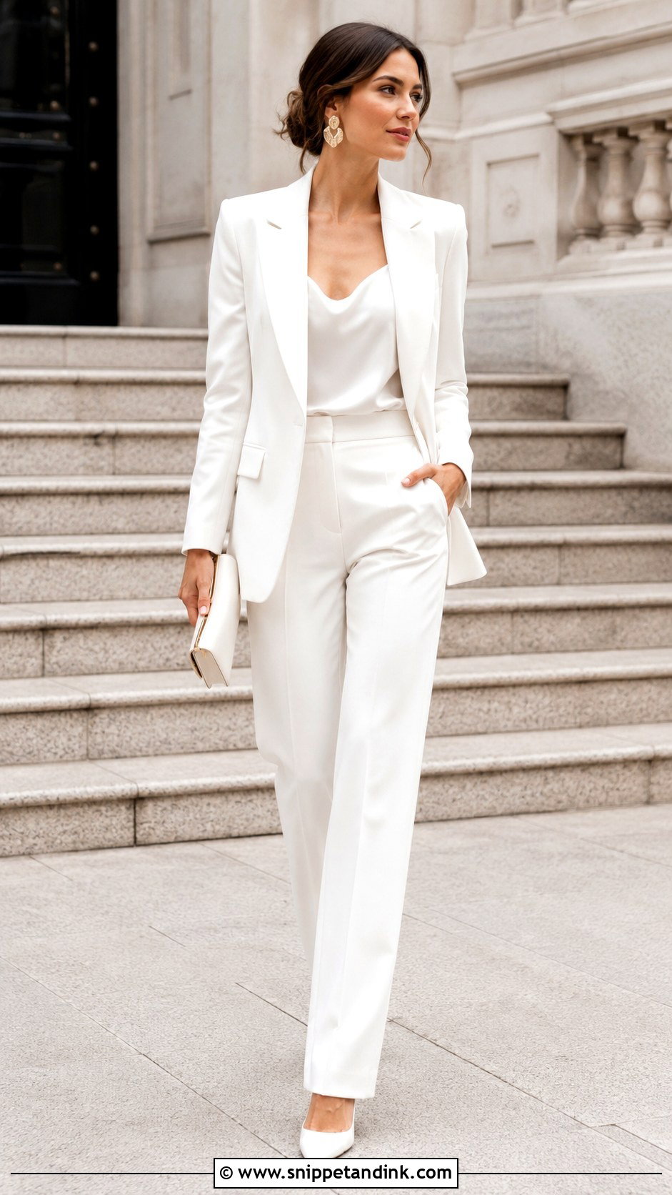 White Bridal Suit Registry Wedding Outfit - Snippet and Ink - 25 Registry Wedding Dress Ideas