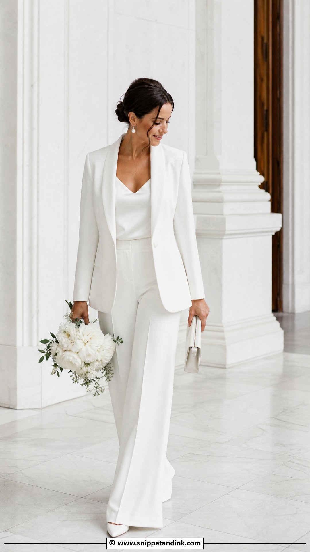 White Bridal Suit Wedding Dress - Snippet and Ink - 30 White Wedding Dress Ideas