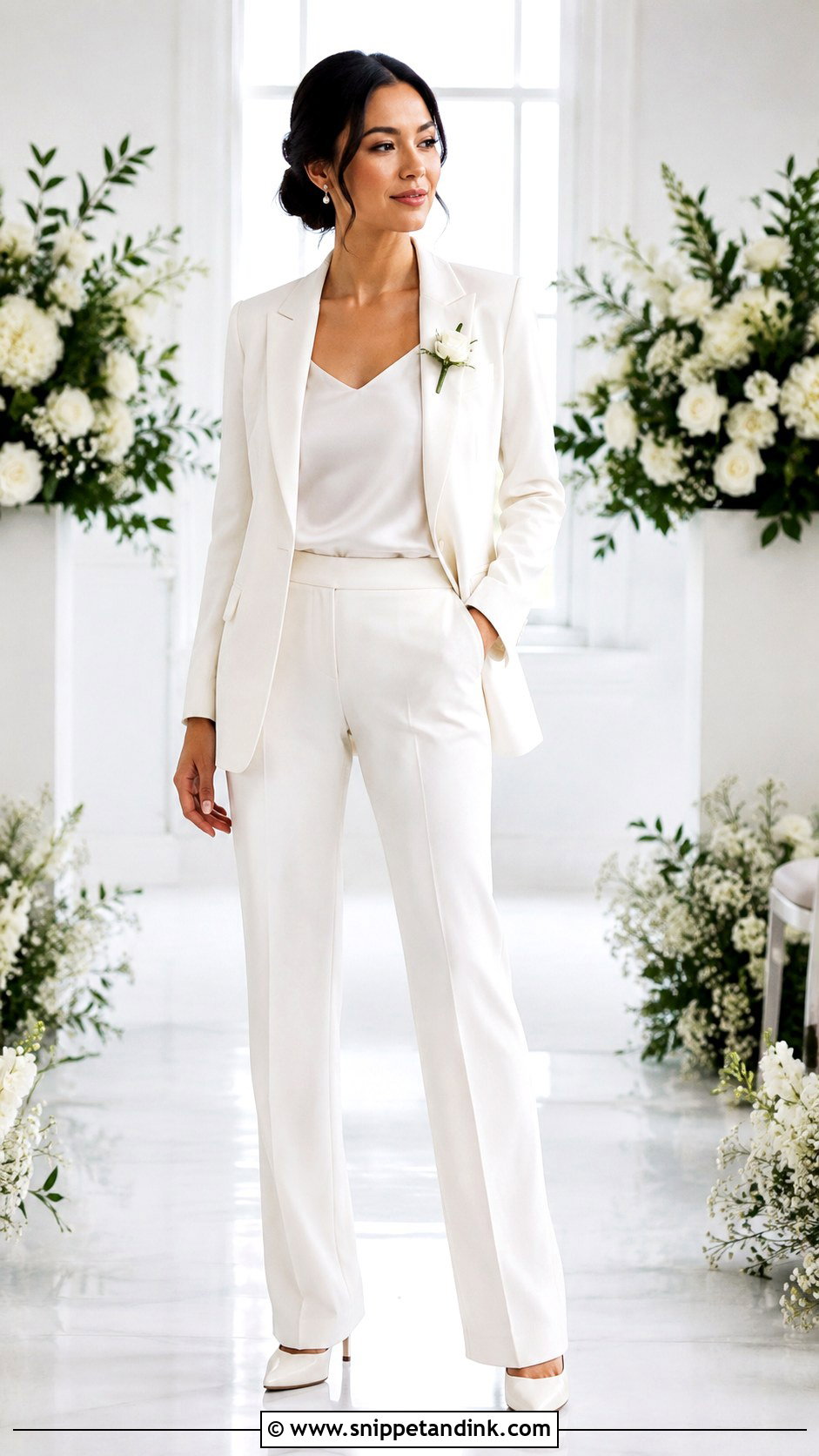 White Bridal Suit - Snippet and Ink - 25 Lesbian Wedding Suit Ideas