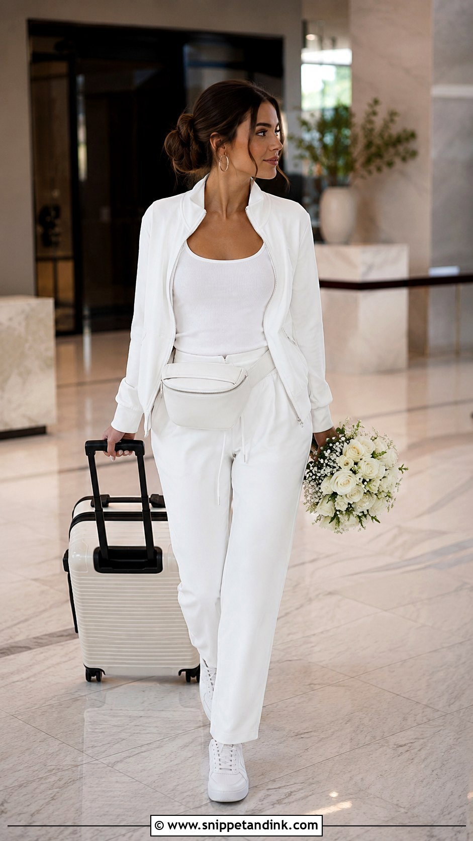 White Bridal Tracksuit Outfit - Snippet and Ink - 20 Bride Get Ready Outfit Ideas