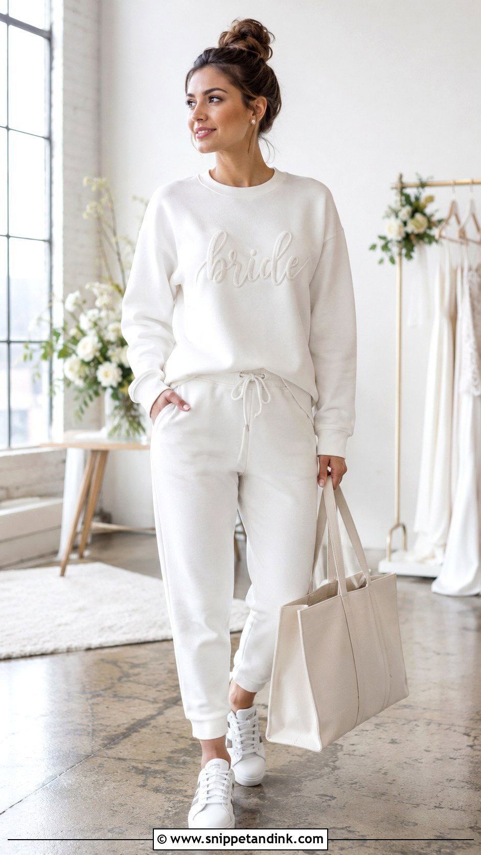 White Bride Crewneck With Matching Joggers - Snippet and Ink - 20 Bride Crewneck Ideas
