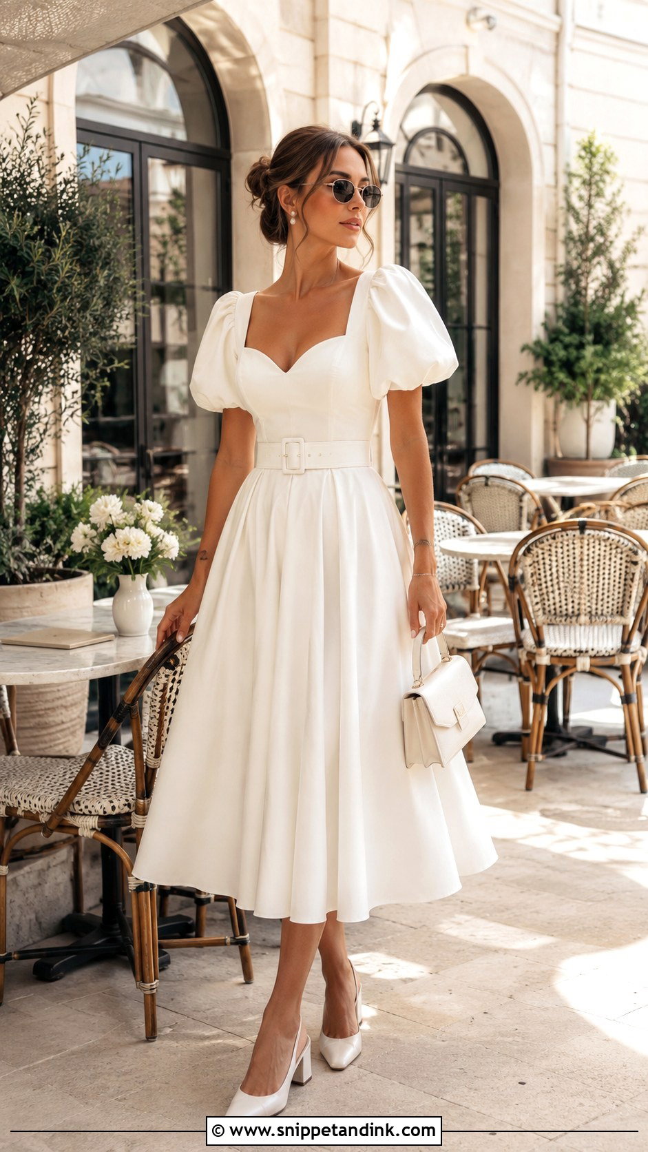 White Brunch Dress Hens Bride Outfit - Snippet and Ink - 20 Hens Outfit Bride Ideas