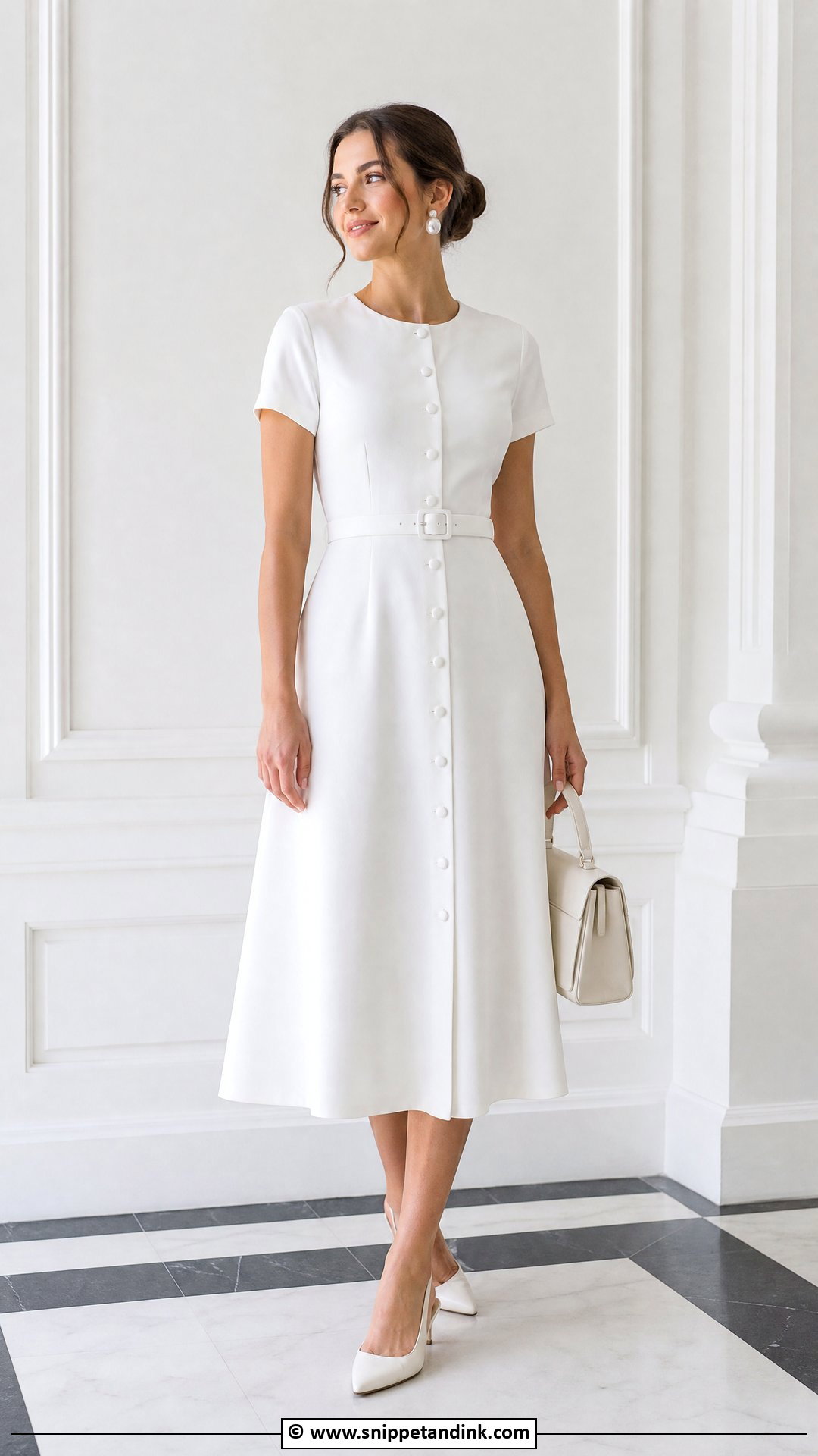 White Button Front Civil Wedding Dress - Snippet and Ink - 35 Civil Wedding Dresses
