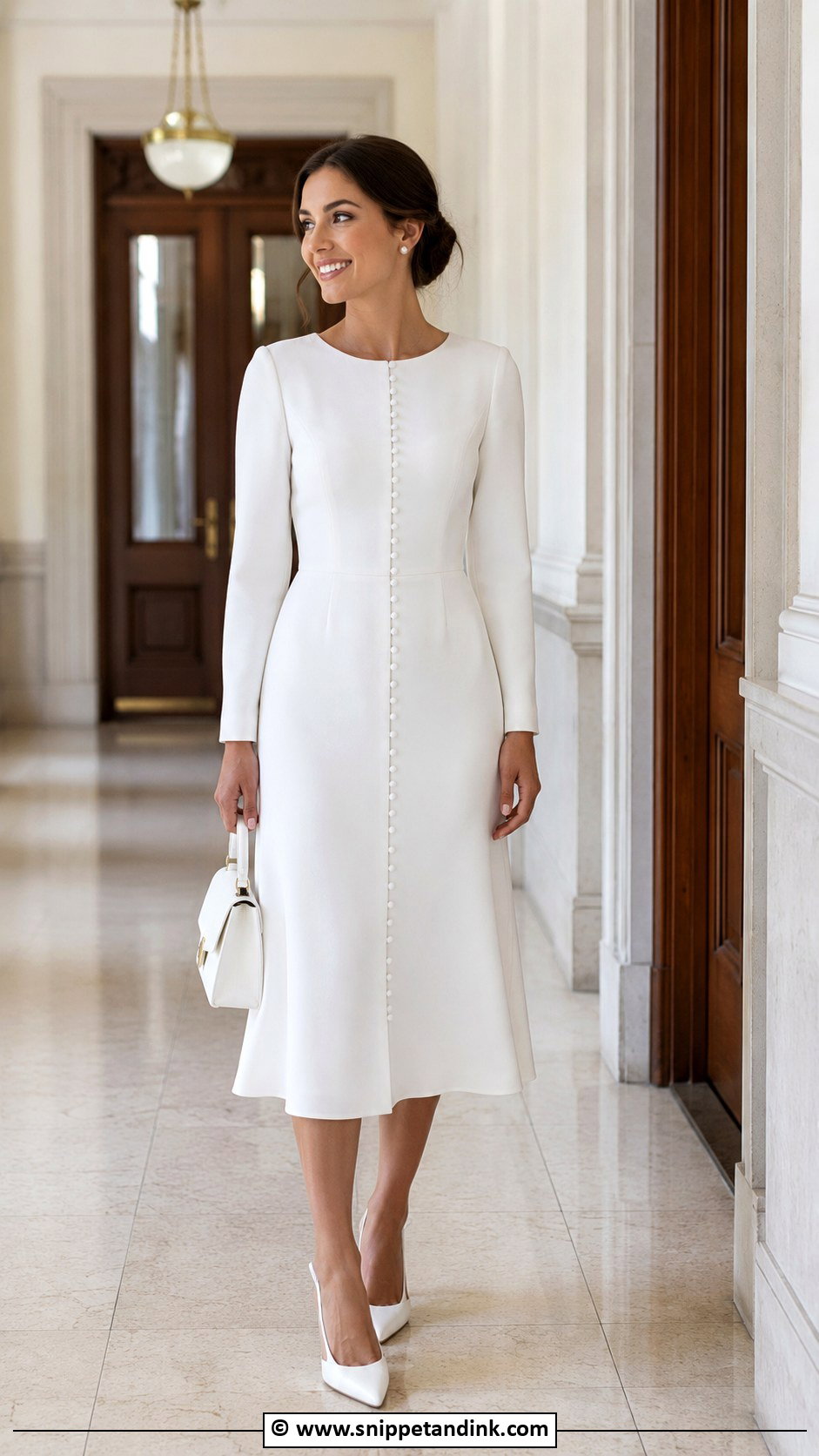 White Button Front Civil Wedding Dress - Snippet and Ink - 30 Classy Civil Wedding Dresses