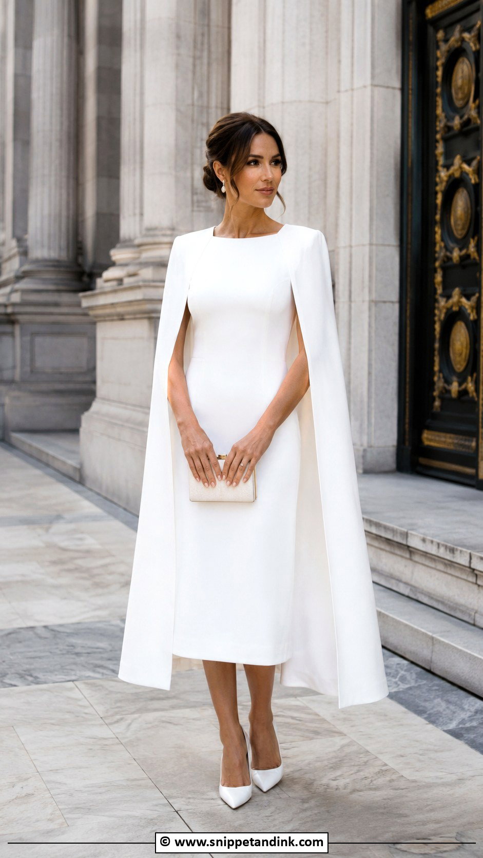 White Cape Civil Wedding Dress - Snippet and Ink - 30 Classy Civil Wedding Dresses