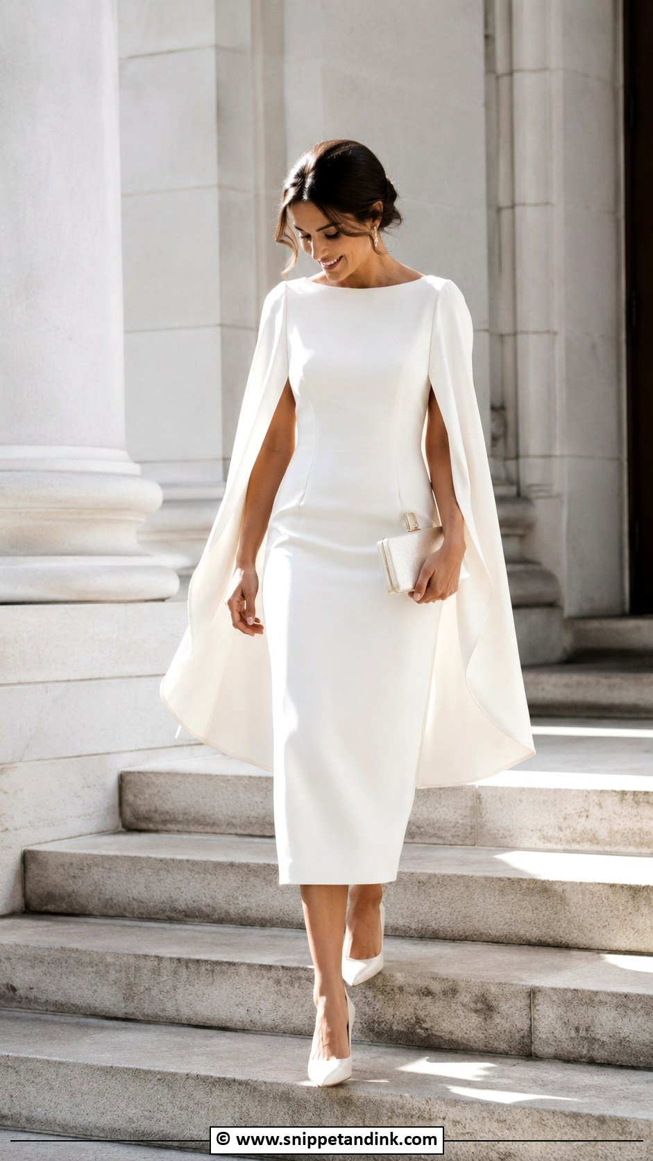 White Cape Dress Court Wedding Outfit - Snippet and Ink - 30 Court Wedding Outfit the Bride Ideas