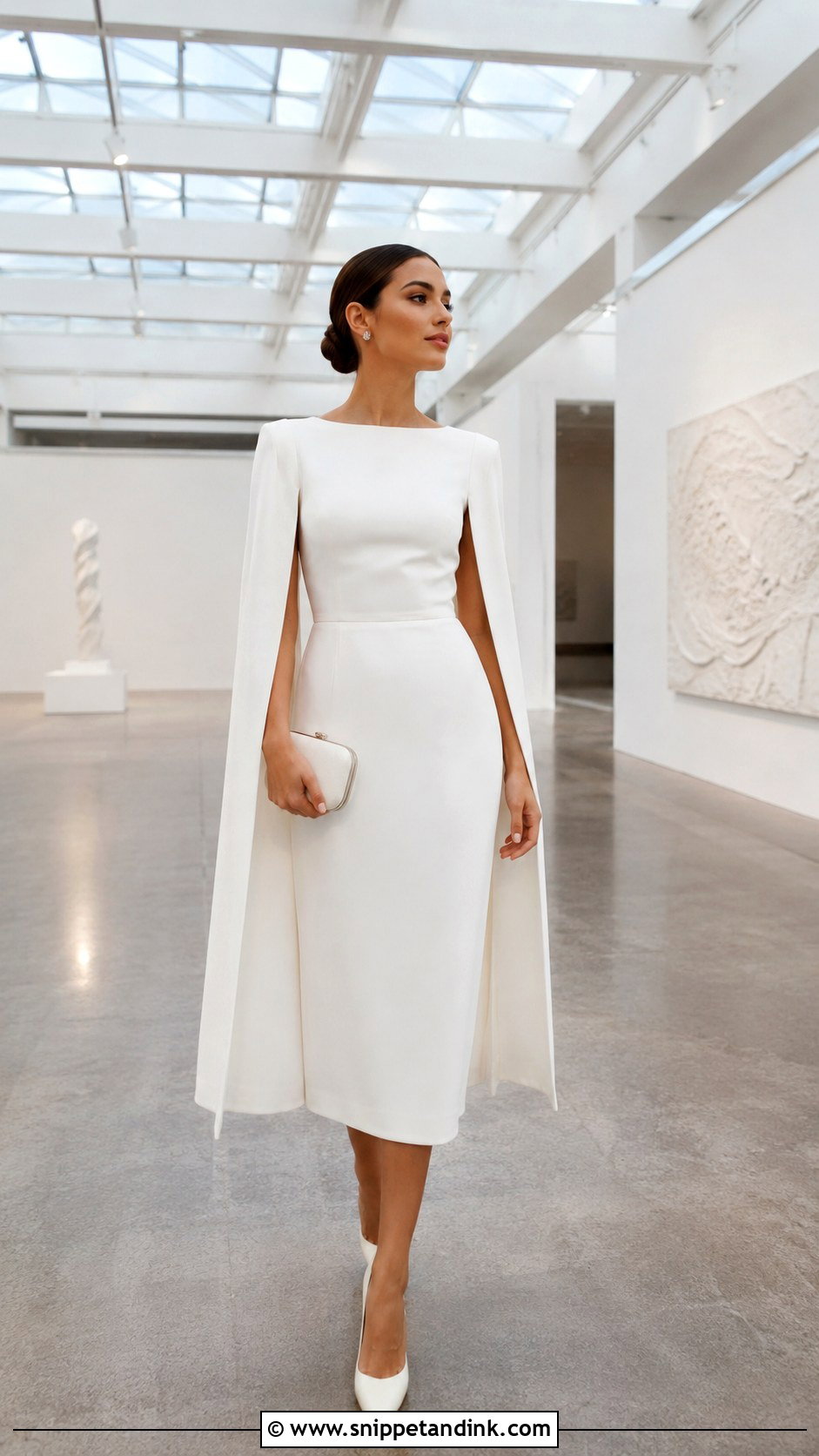 White Cape Dress Outfit - Snippet and Ink - 20 Bride Welcome Party Dress Ideas