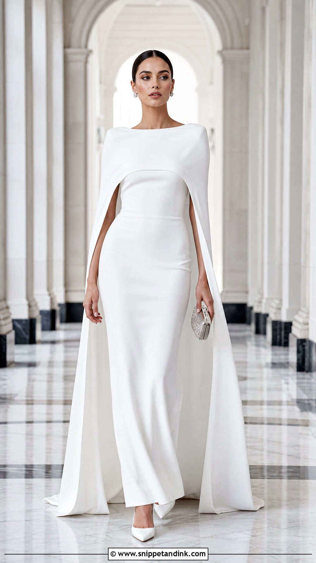 White Cape Gown - Snippet and Ink - 20 White Gown Aesthetic Ideas