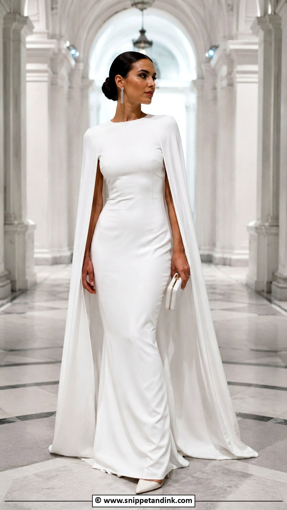 White Cape Gown Outfit - Snippet and Ink - 35 White Gown Ideas
