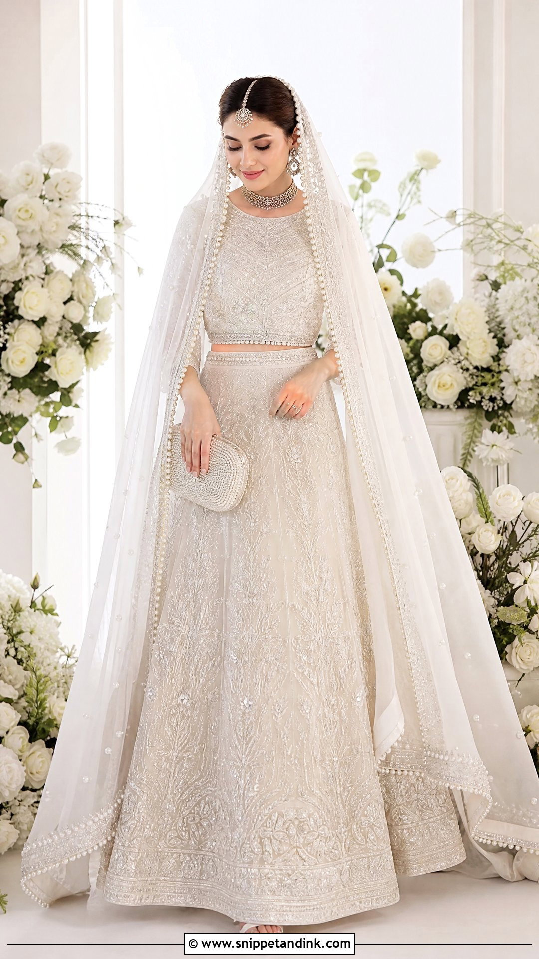 White Cape Lehenga Nikah Dress - Snippet and Ink - 20 White Nikah Dress Pakistani Bridal Ideas