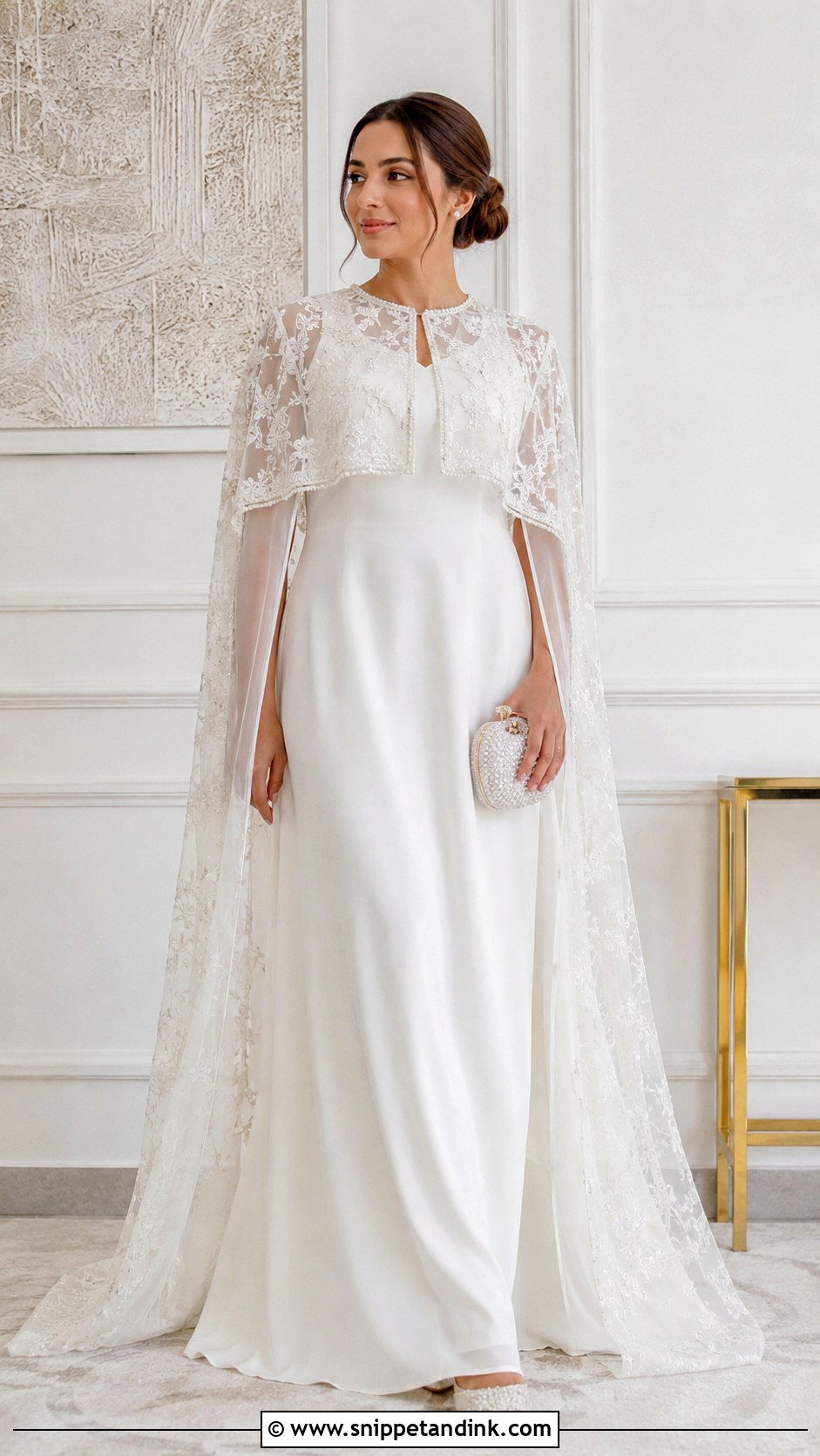 White Cape Nikkah Outfit - Snippet and Ink - 25 White Nikkah Outfit Ideas