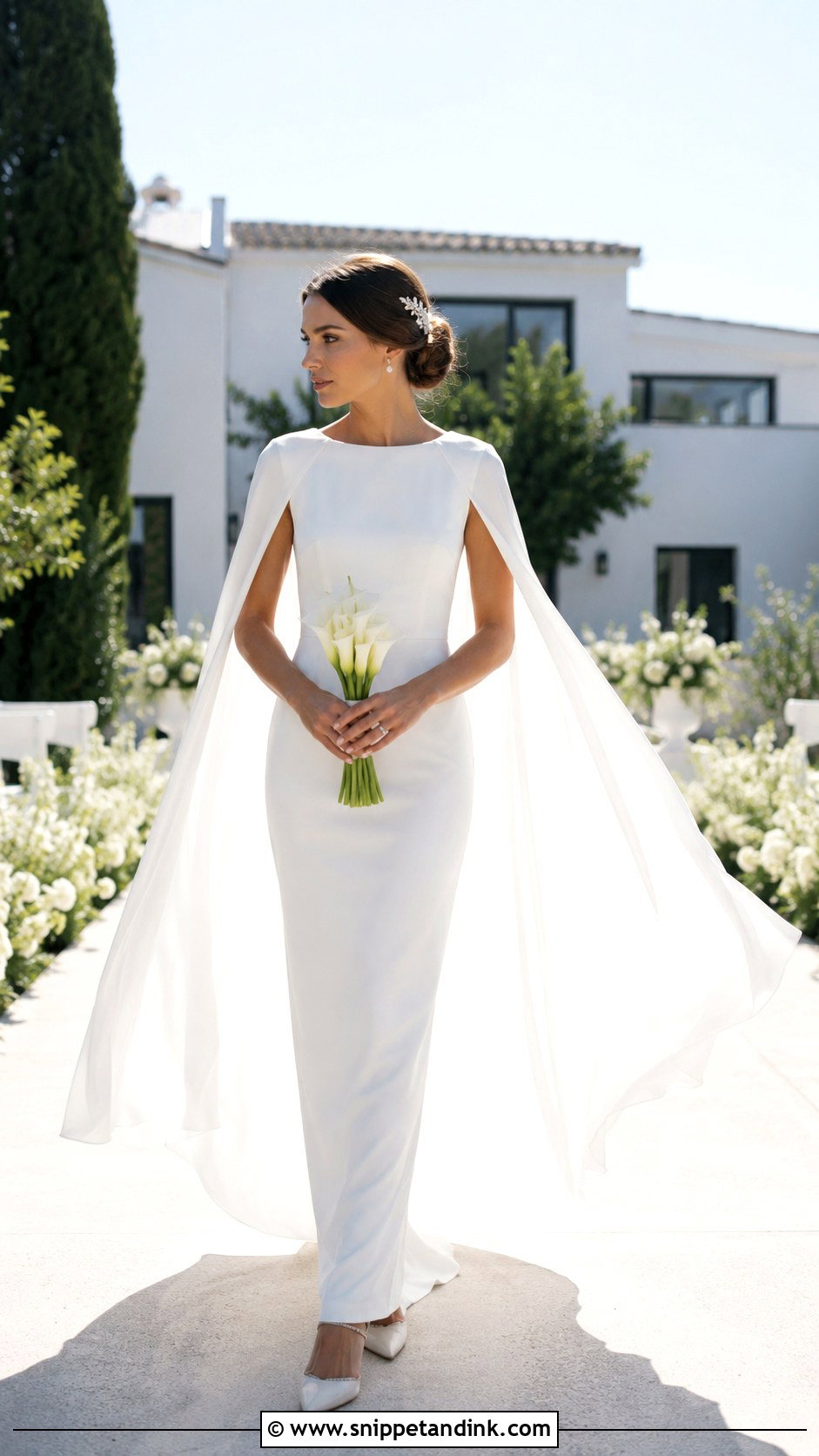White Cape Sleeve Bridal Gown - Snippet and Ink - 20 Bride White Gown Ideas