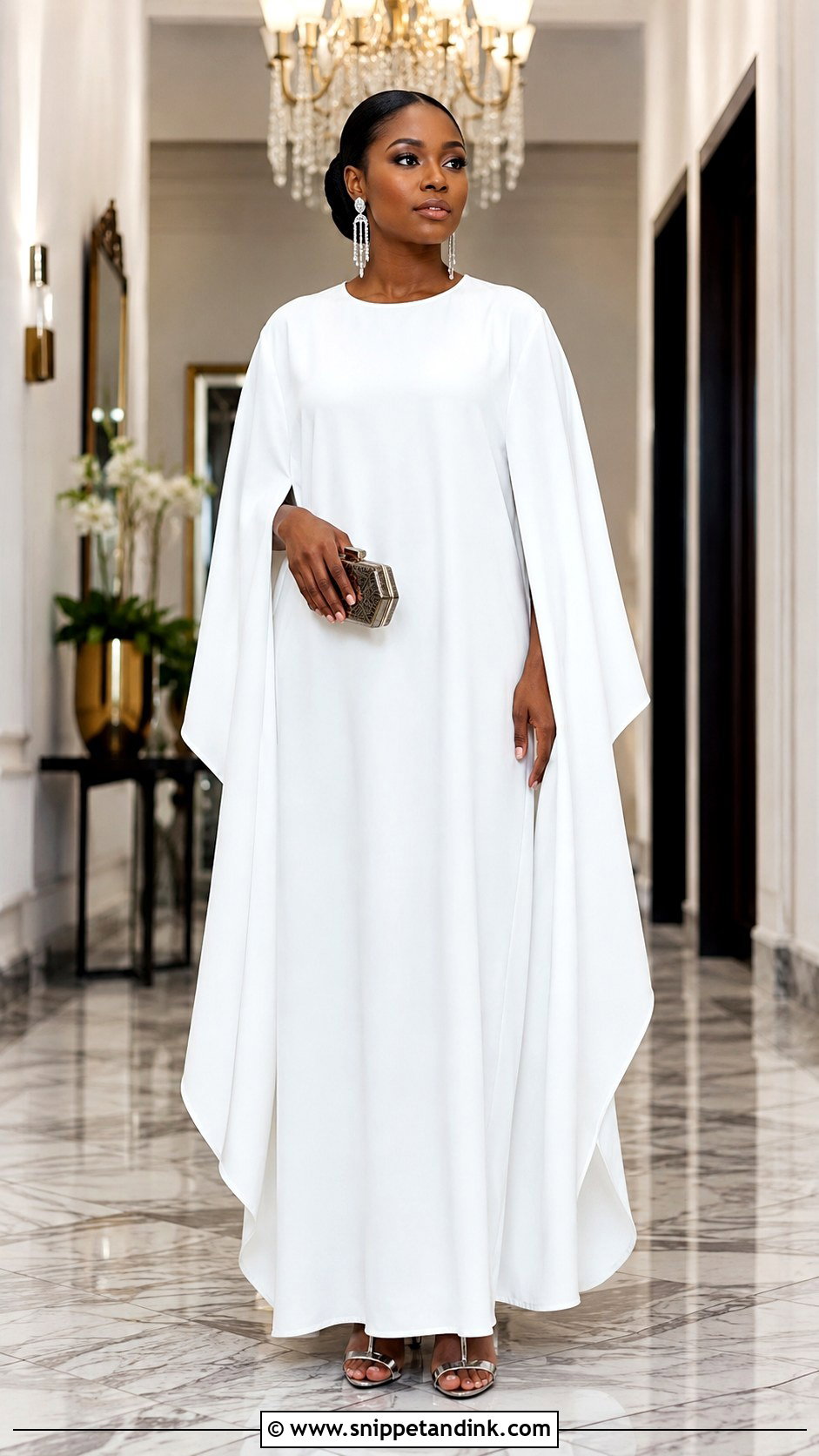 White Cape Sleeve Bubu Gown - Snippet and Ink - 20 Bubu White Gown Styles