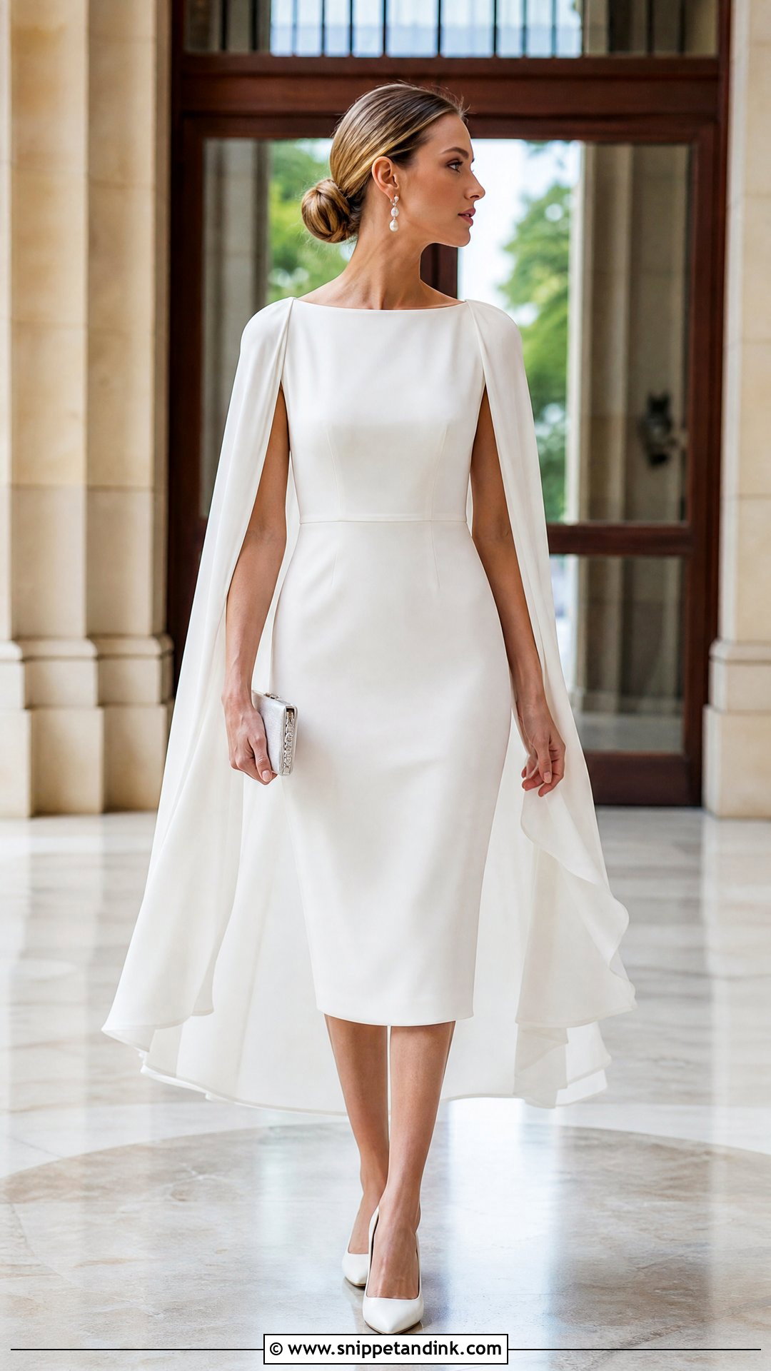 White Cape Sleeve Court Wedding Dress - Snippet and Ink - 20 White Court Wedding Dress Ideas