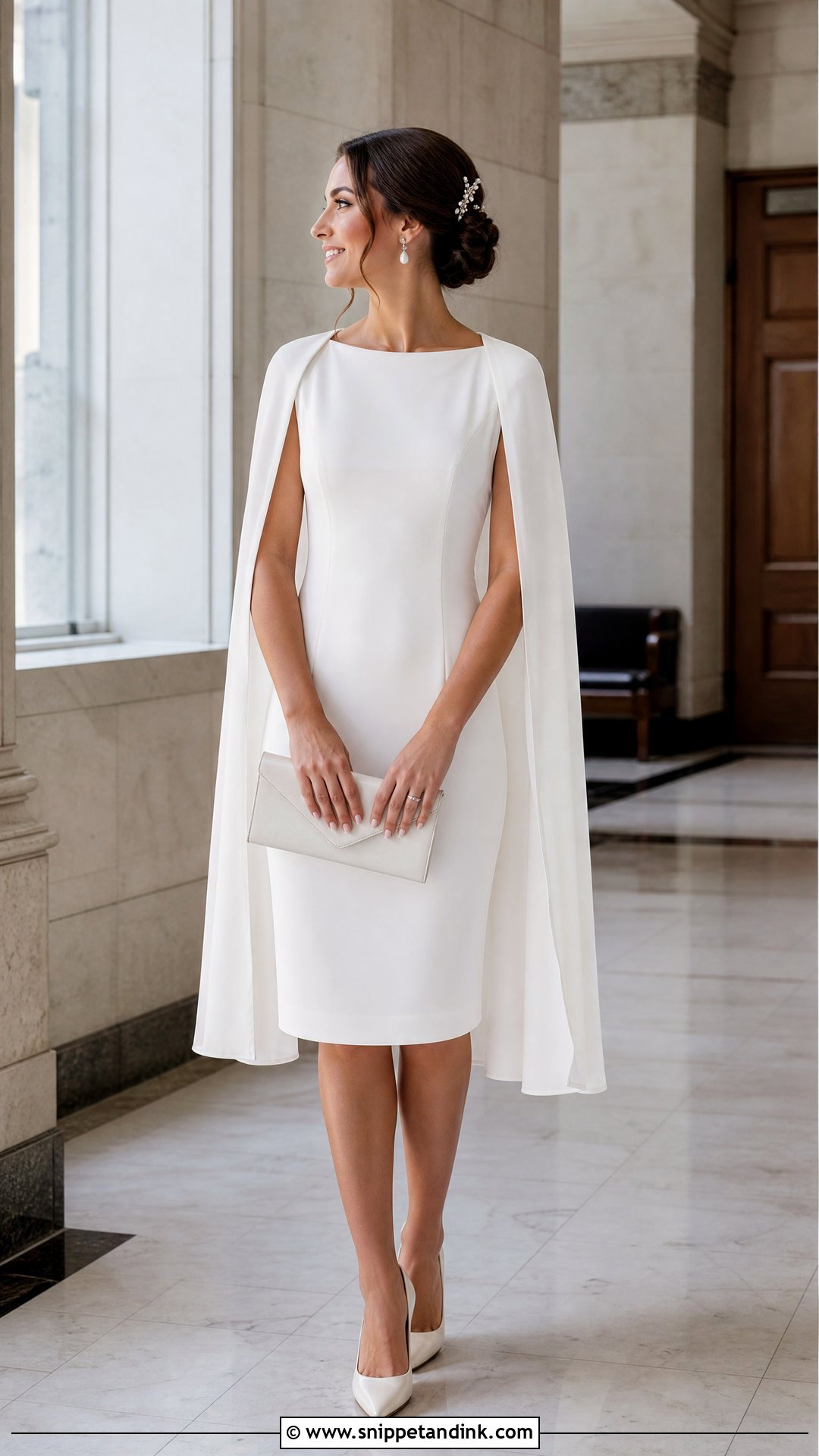 White Cape Sleeve Courthouse Wedding Dress - Snippet and Ink - 20 White Courthouse Wedding Dress Ideas