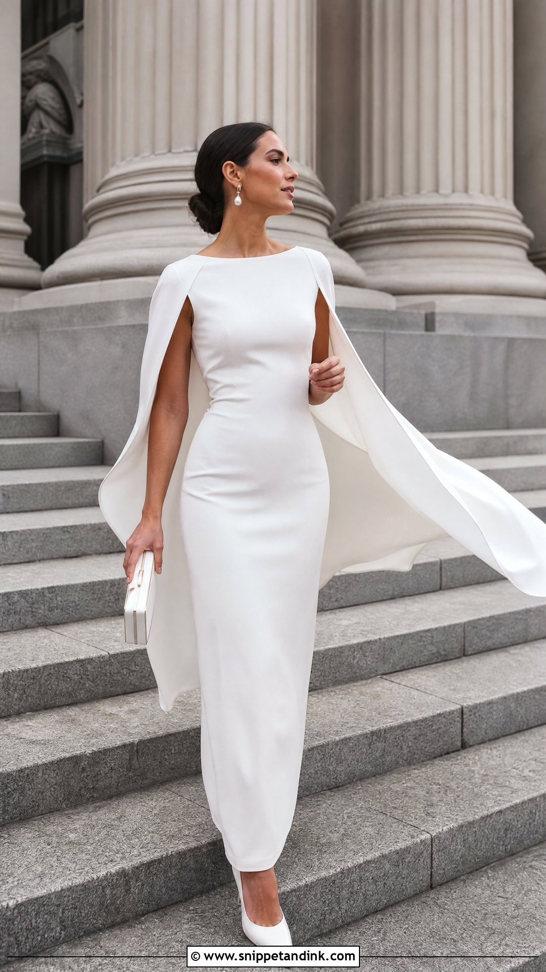 White Cape Sleeve Elopement Dress - Snippet and Ink - 20 White Elopement Dress Ideas