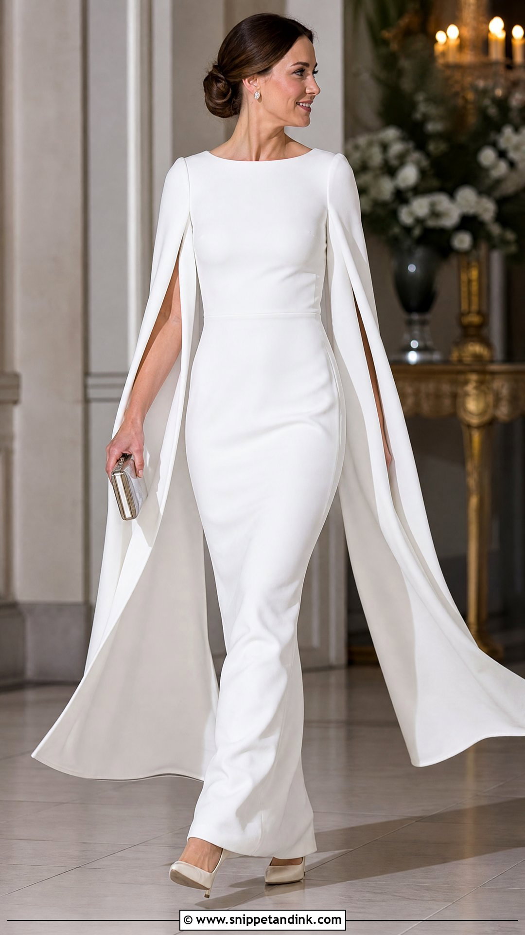 White Cape Sleeve Gown - Snippet and Ink - 20 Simple Elegant White Gowns