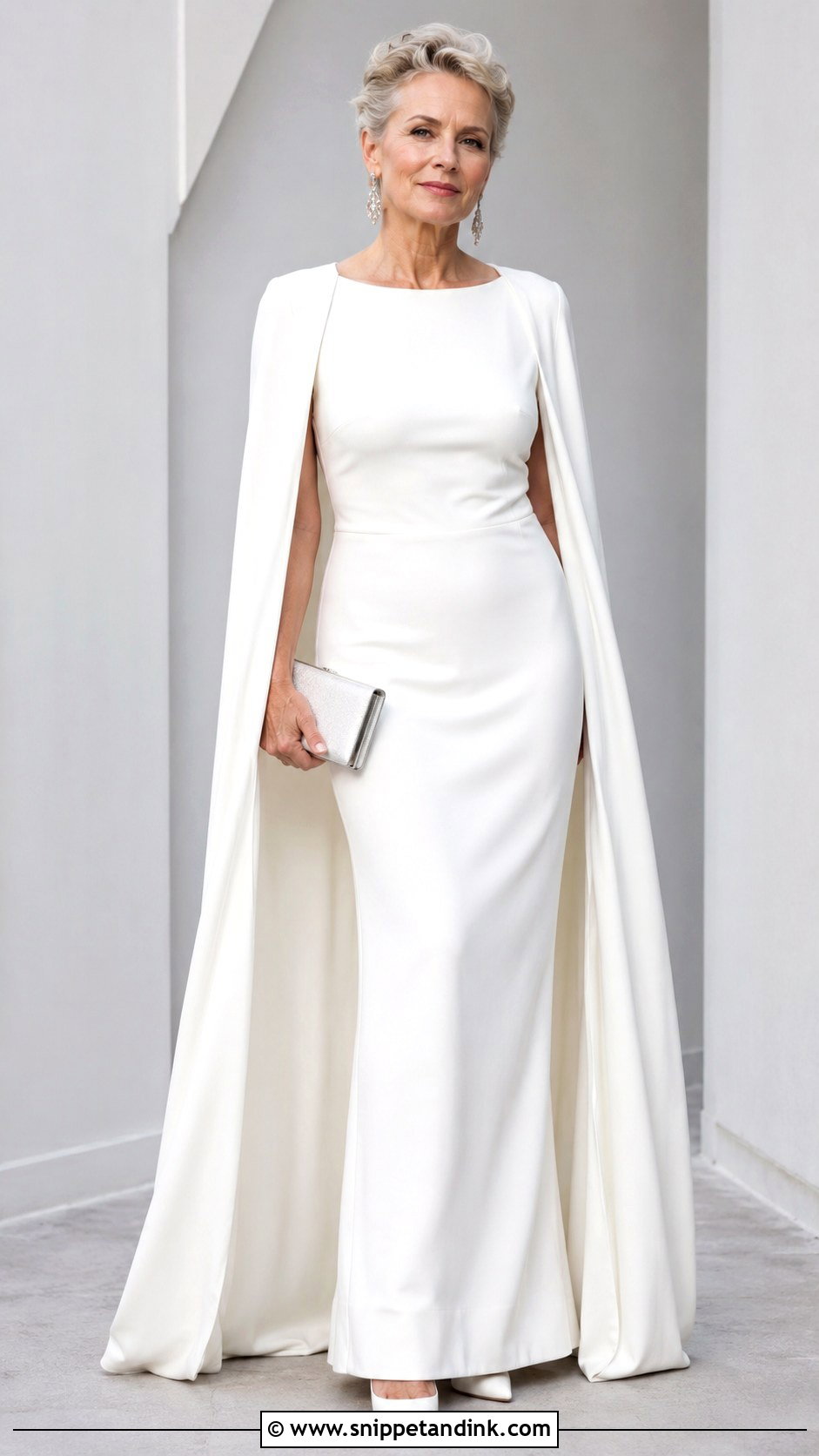 White Cape Sleeve Gown - Snippet and Ink - 20 Elegant White Gown Ideas