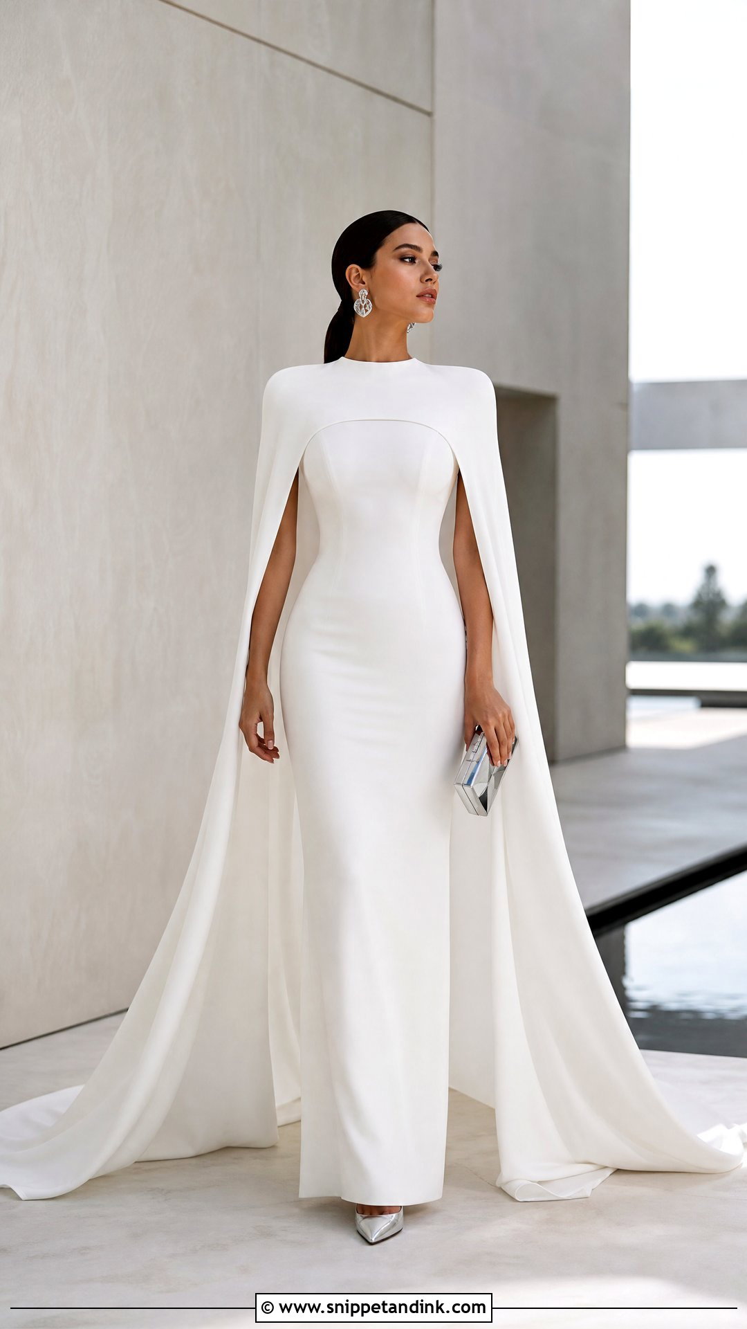 White Cape Tail Gown - Snippet and Ink - 20 Tail Dresses Gowns