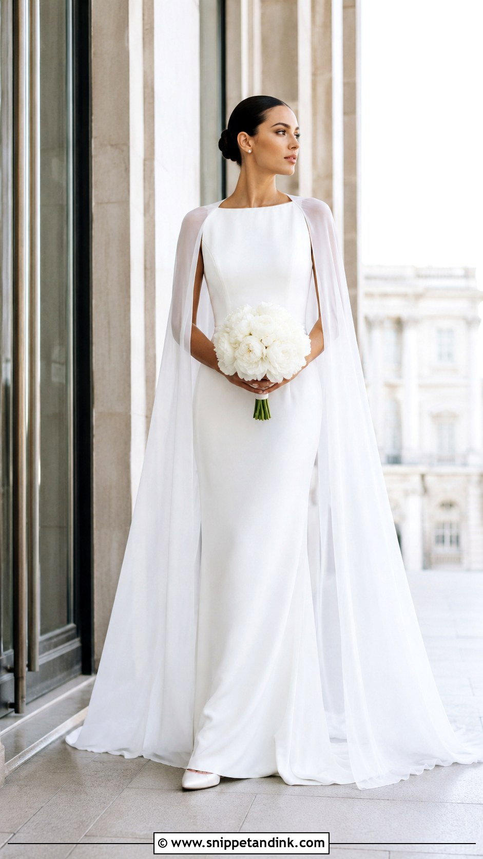 White Cape Wedding Gown - Snippet and Ink - 25 White Wedding Gowns