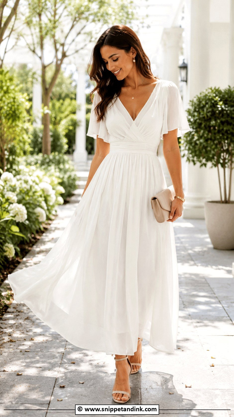 White Chiffon Gown Outfit - Snippet and Ink - 35 White Gown Ideas