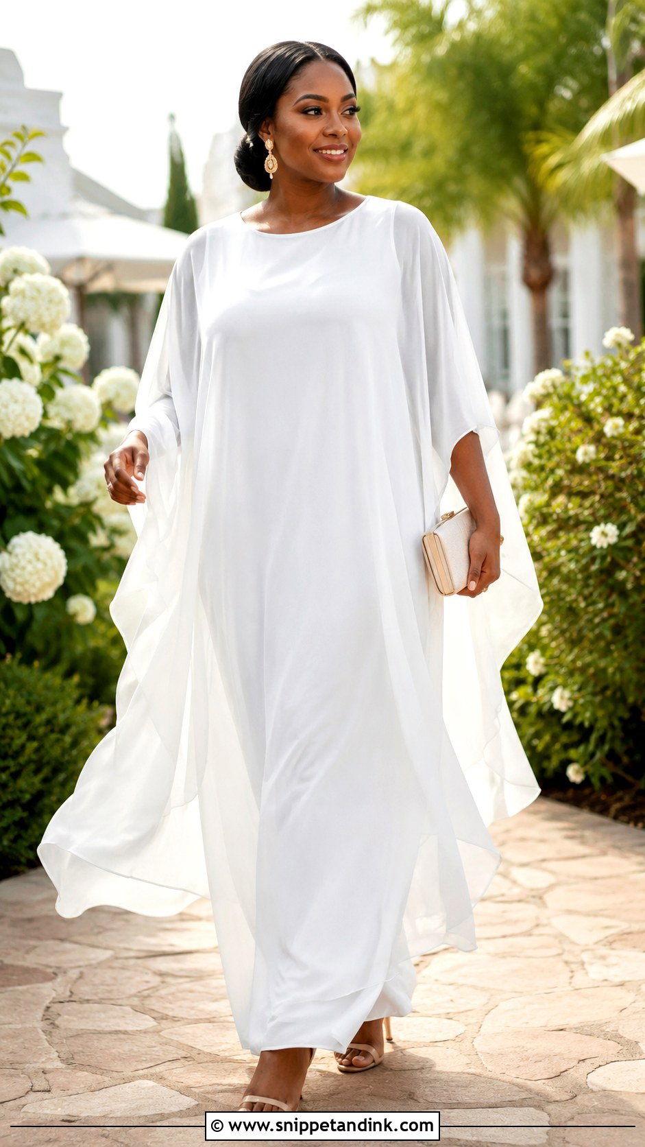 White Chiffon Layered Bubu Gown - Snippet and Ink - 20 Bubu White Gown Styles