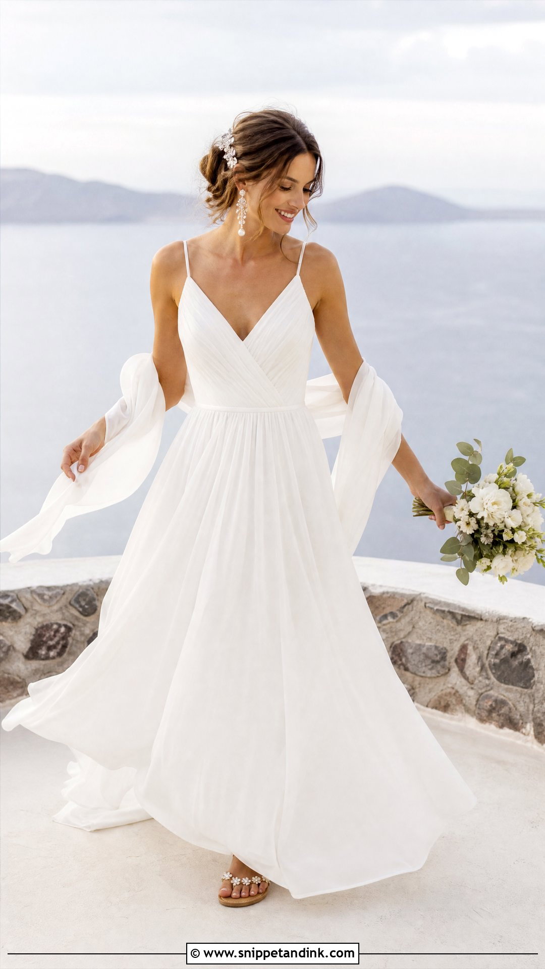 White Chiffon Maxi Elopement Dress - Snippet and Ink - 20 White Elopement Dress Ideas