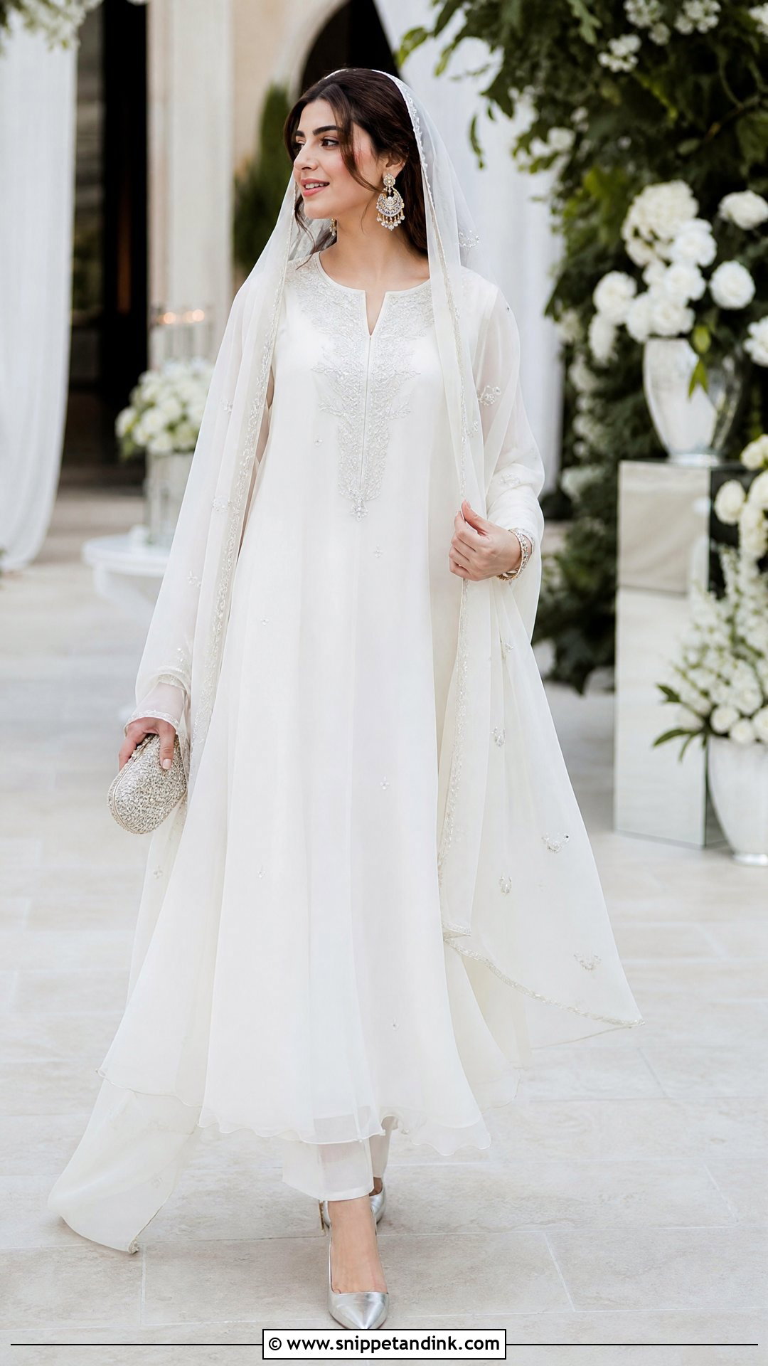 White Chiffon Nikkah Anarkali - Snippet and Ink - 20 Simple White Nikkah Dress Ideas
